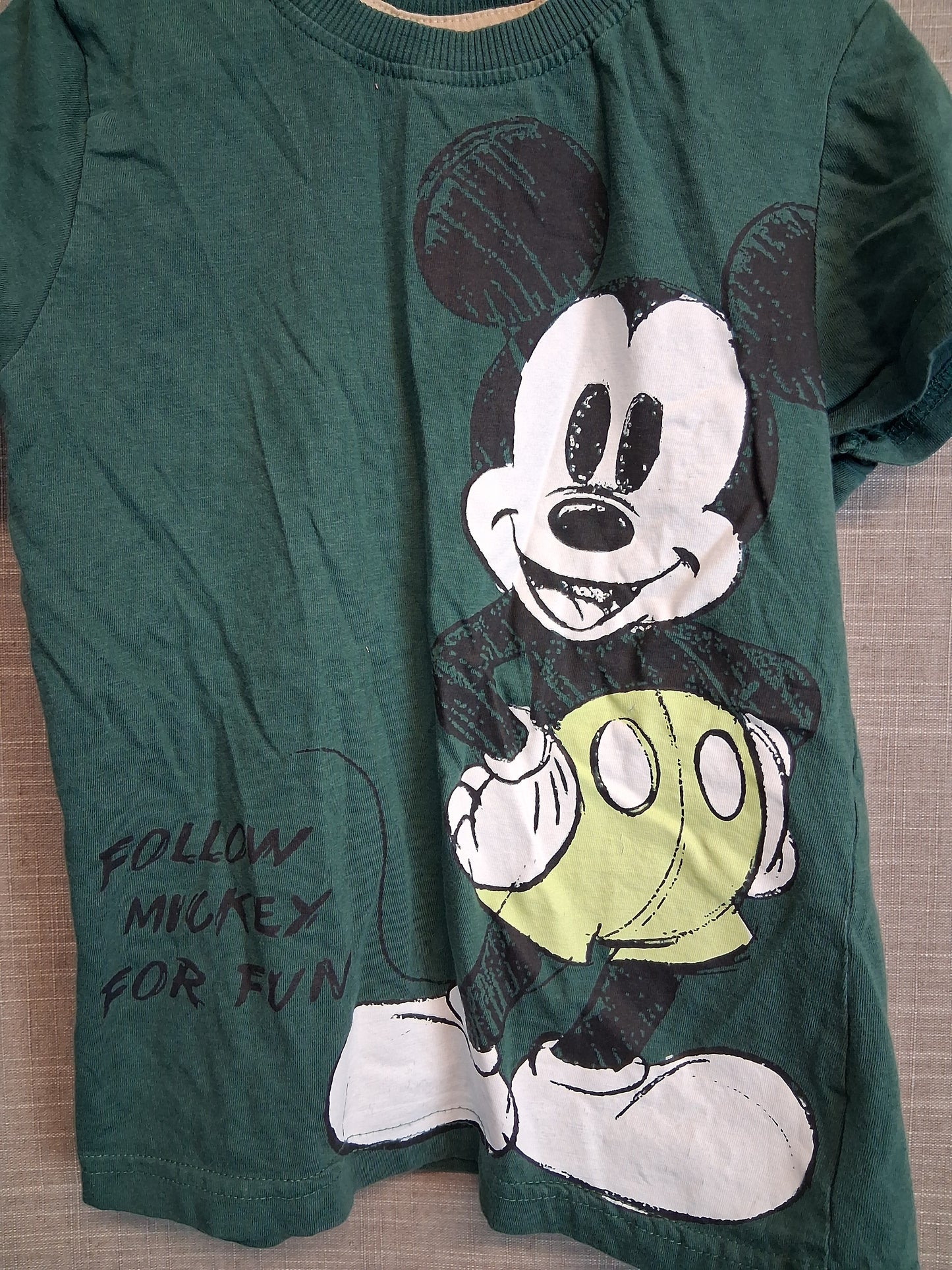 Disney Boys Mickey Mouse Green Short Sleeve T-Shirt Age 6 Years