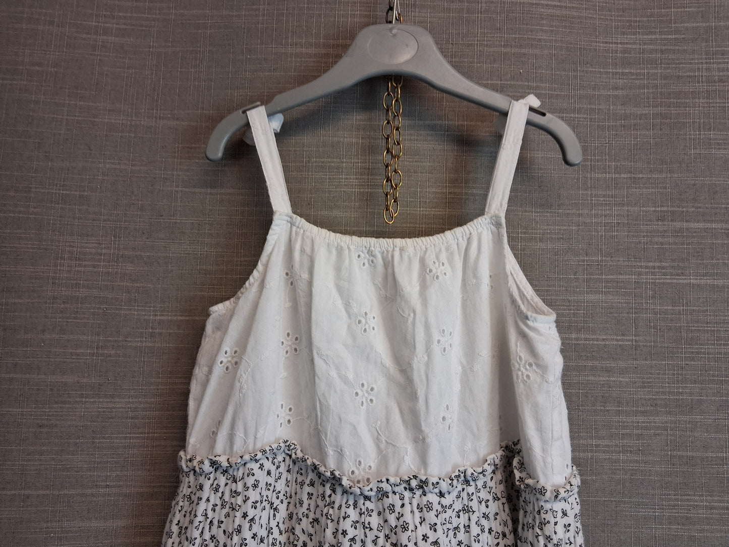 George Girls White Black Multi Pattern Tiered Dress Age 7-8 Years