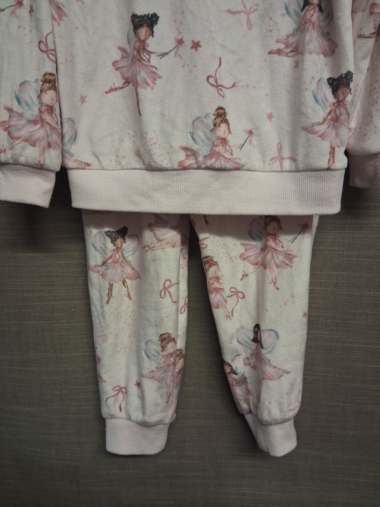 F&F Girls White Ballerina Theme Plush Pyjamas PJs Set 2 Piece Age 4-5 Years