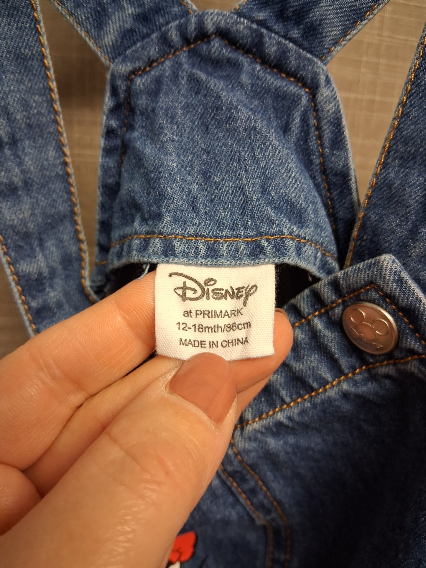Primark Disney Minnie Mouse Denim Pinafore Dress Age 12-18 Months
