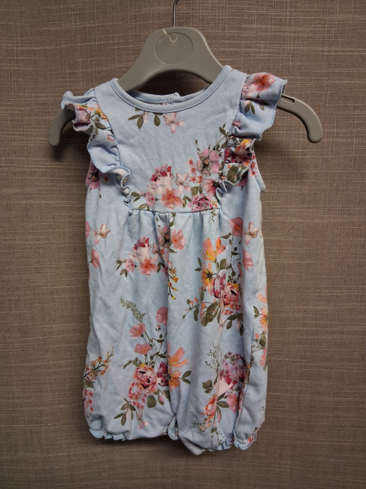 Next Blue Floral Jersey Romper One Piece Suit Age 9-12 months