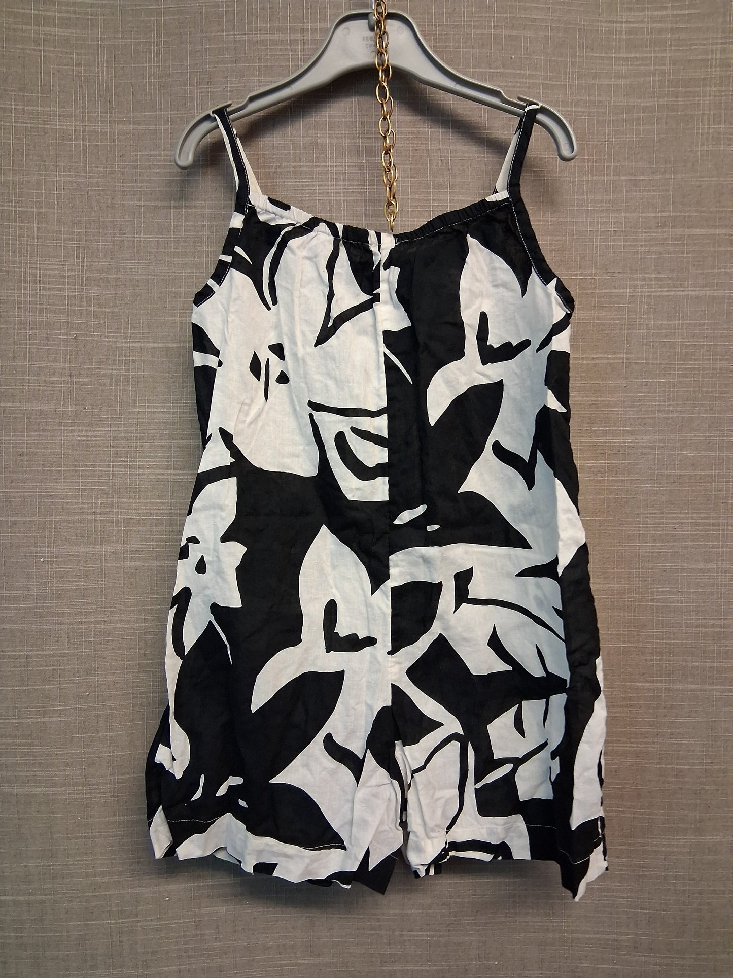 F&F Black White Floral Playsuit 100% Cotton Sleeveless Age 6-7 Years