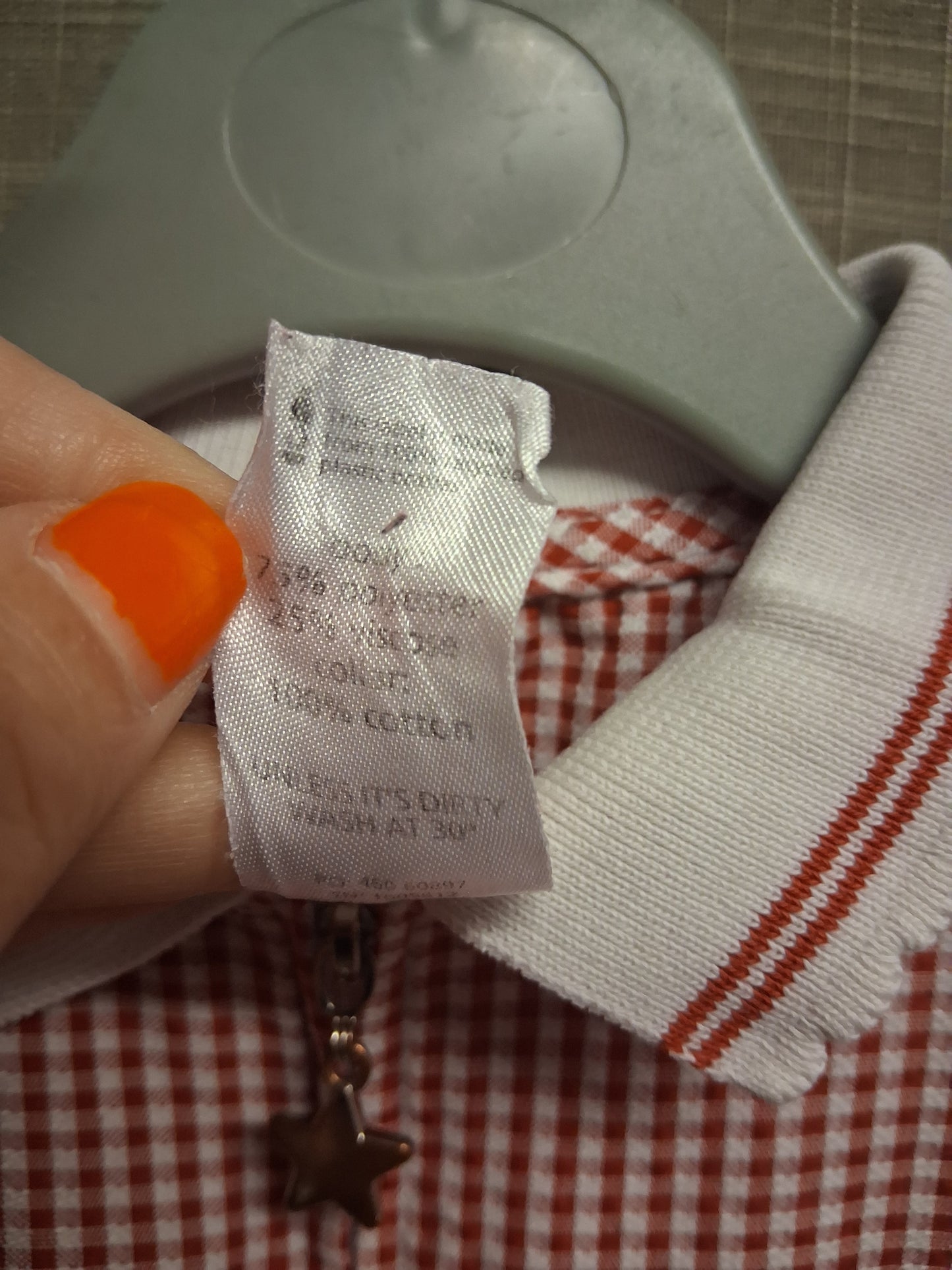 F&F Girls Red Gingham Dress Age 6-7 Years - mark on collar