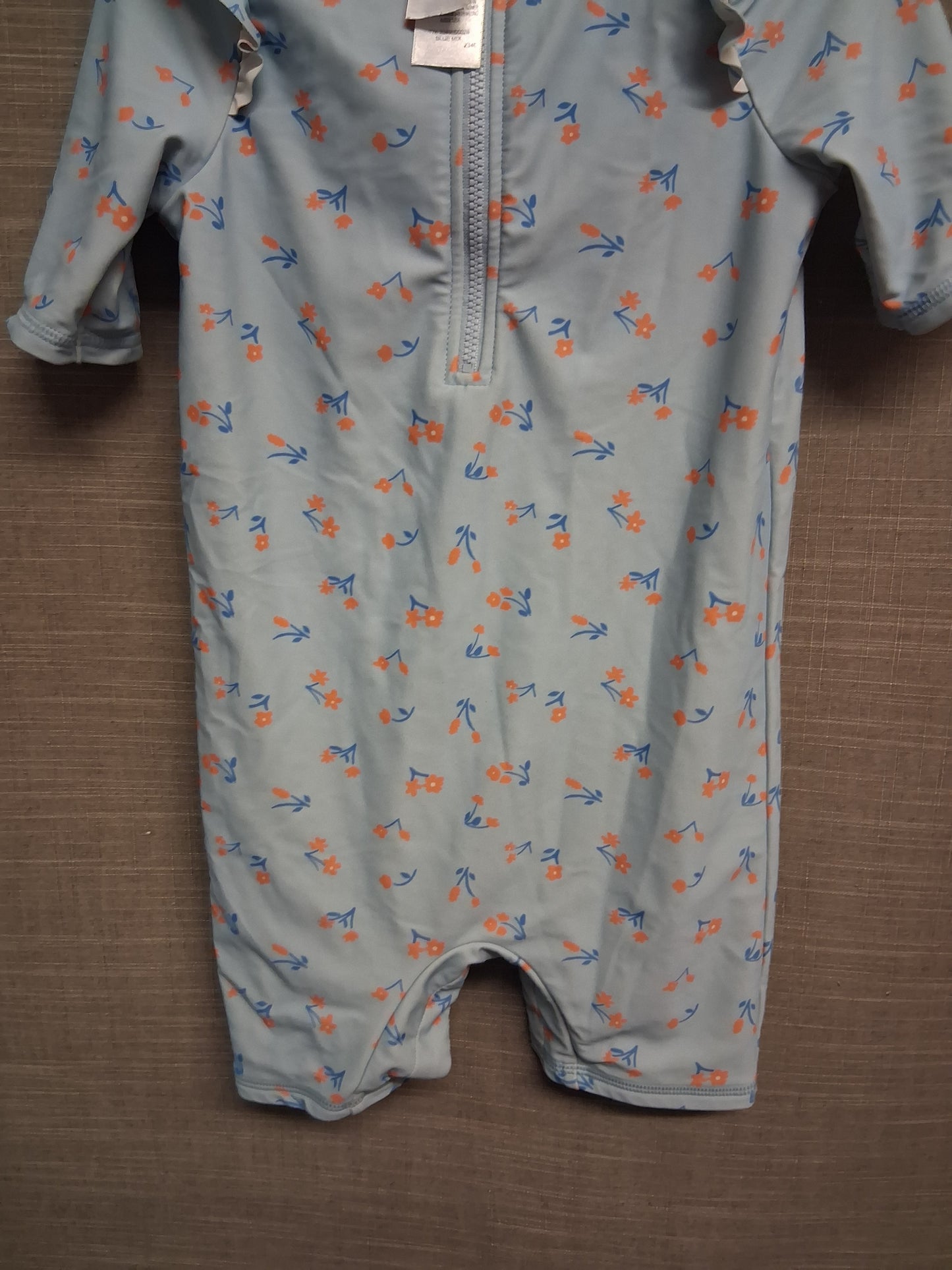 Marks & Spencer Girls Blue Floral UV Swimsuit One Piece Age 18-24 Months