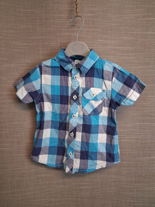 F&F Boys Check Short Sleeve Shirt Age 18-24 Months