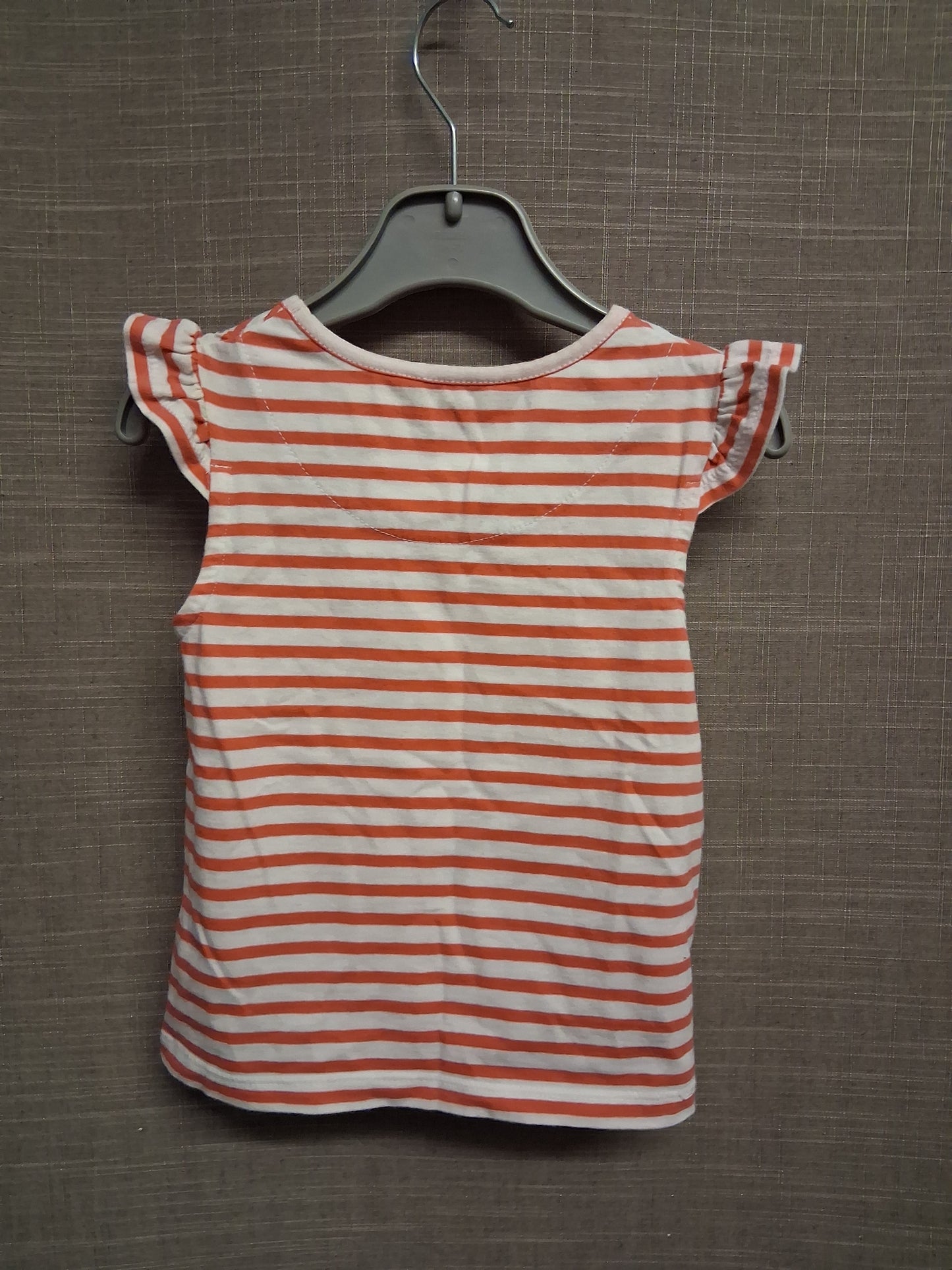 John Lewis Girls Pink White Striped Cap Sleeve T-Shirt Age 2-3 Years