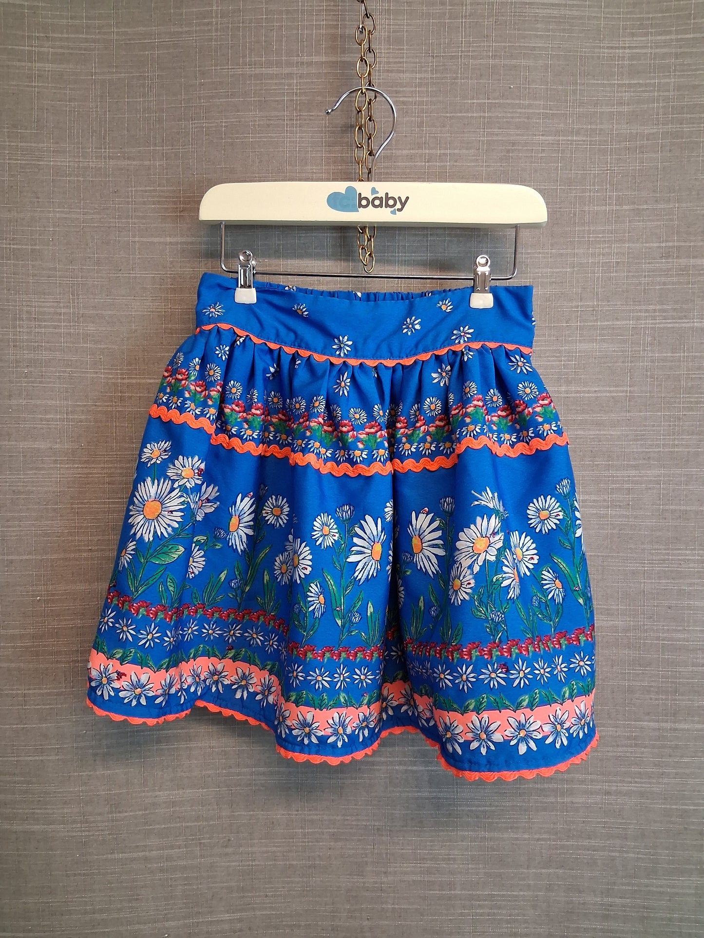 Monsoon Blue Floral Lined Skirt Age 3-4 Years
