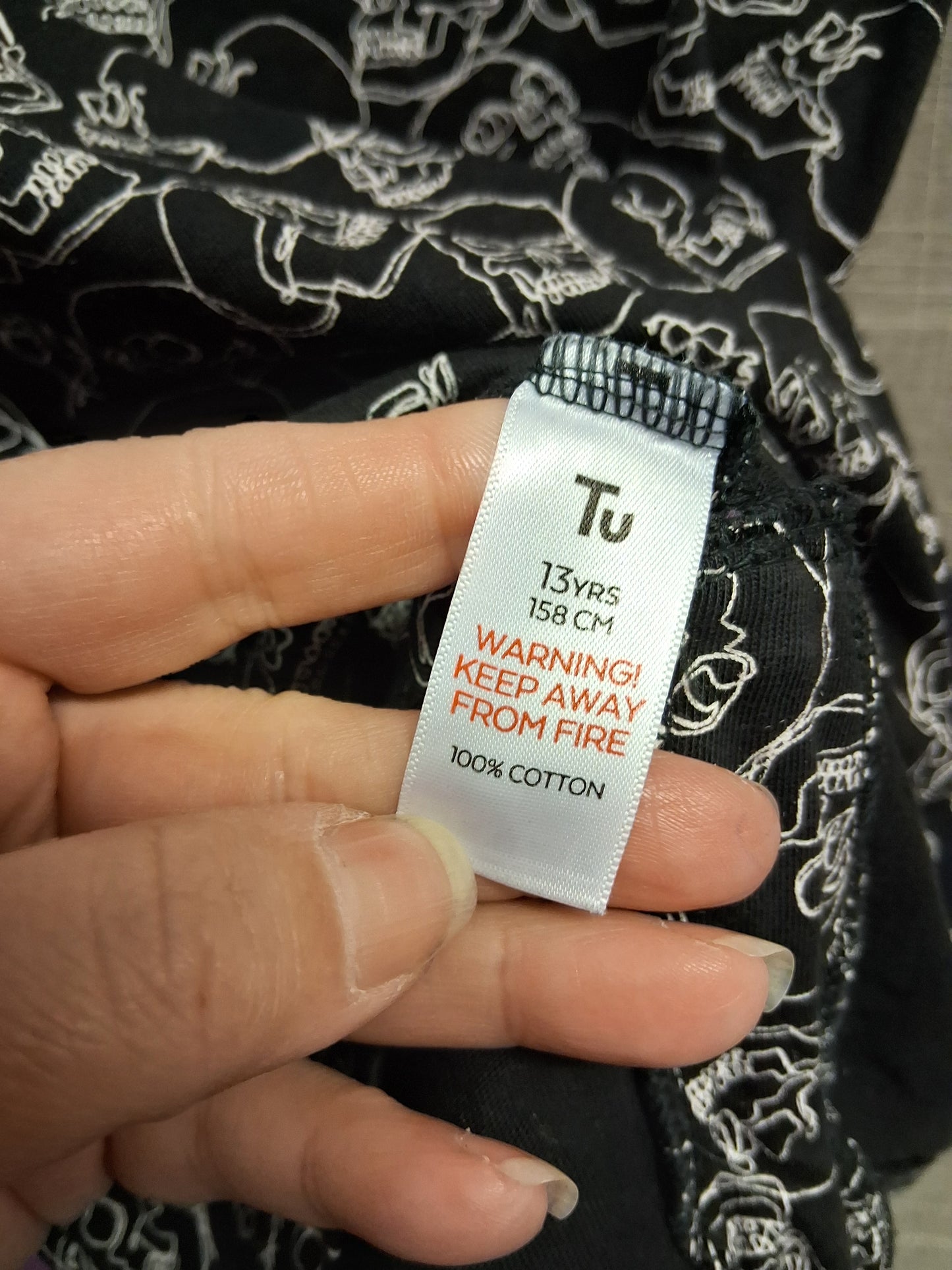 TU Black Grey Skull Print Short Sleeve T-Shirt Diamante Detail Age 13 Years