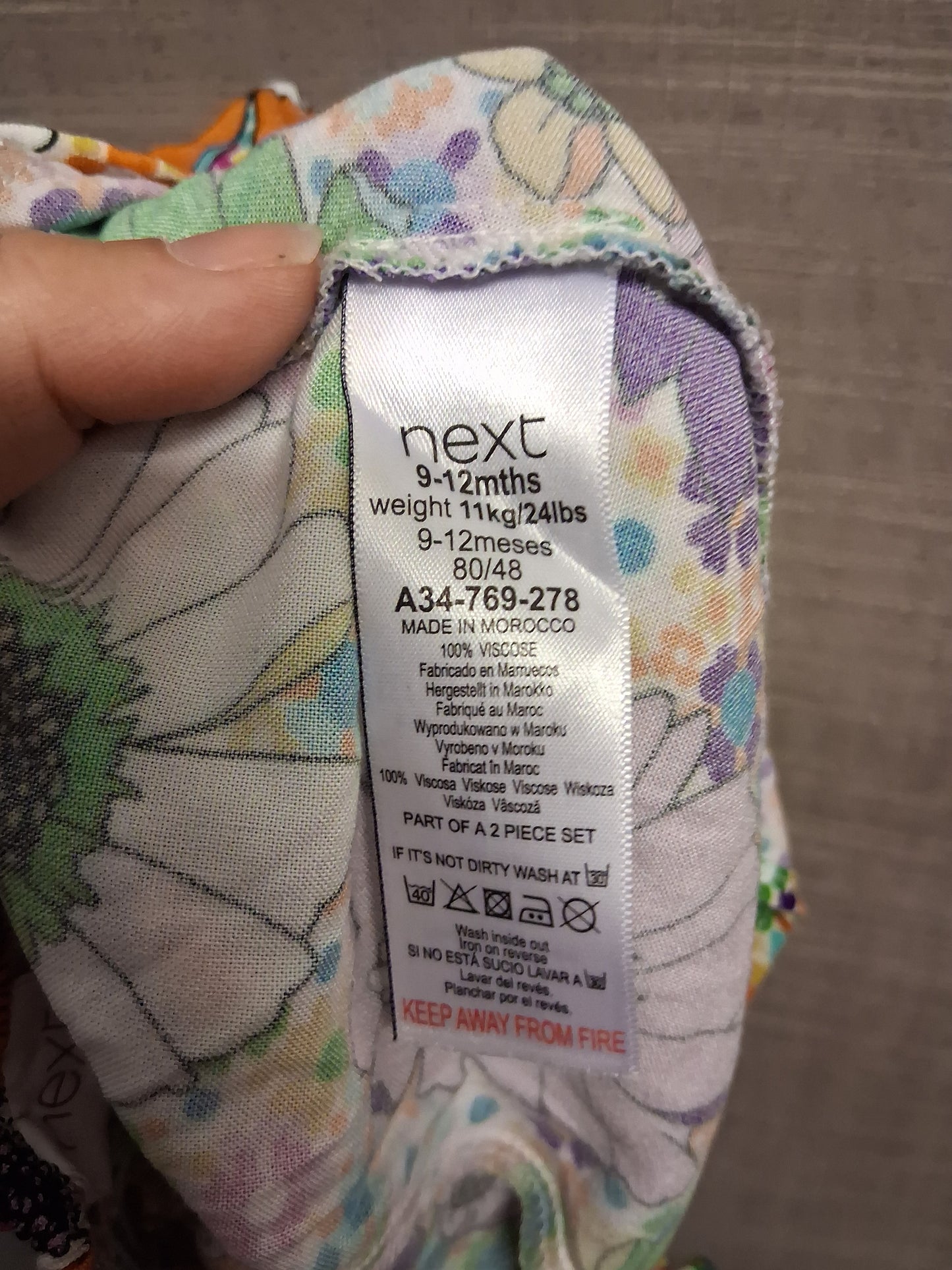 Next Girls Multicolour Floral Vest Tank Top Age 9-12 Months