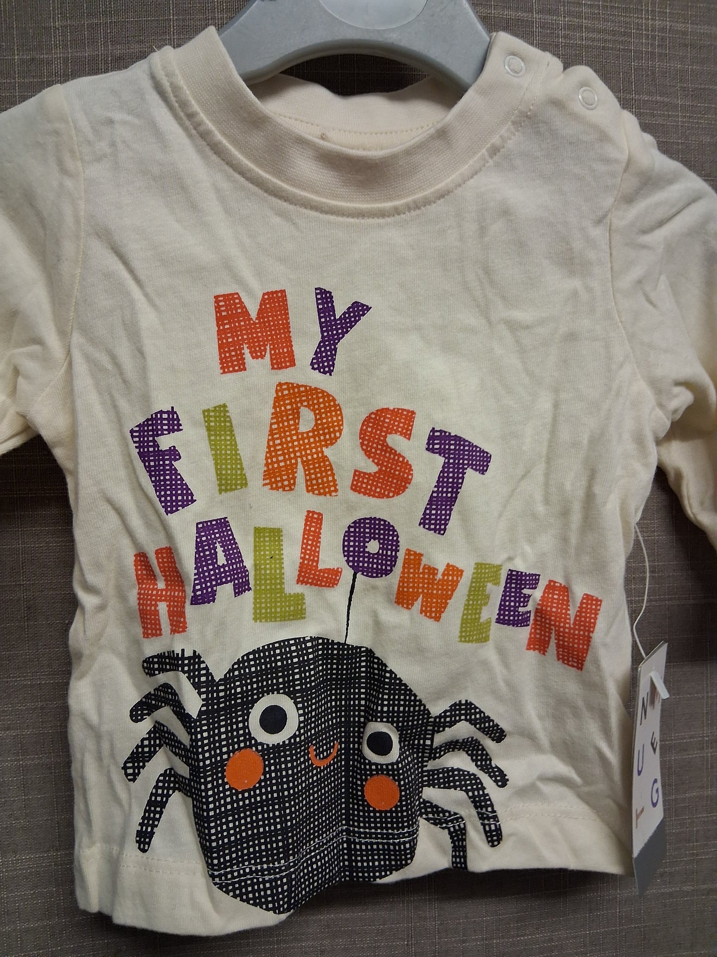 Nutmeg Baby 'My First Halloween' Long Sleeve Cream T-Shirt Age 0-3 Months New