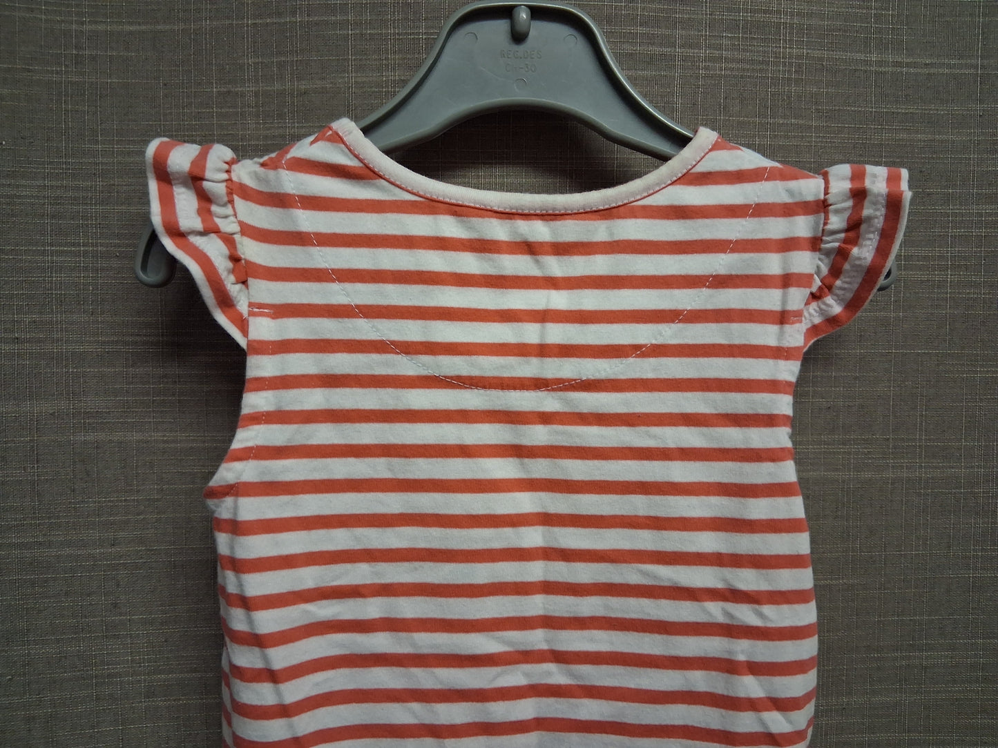 John Lewis Girls Pink White Striped Cap Sleeve T-Shirt Age 2-3 Years