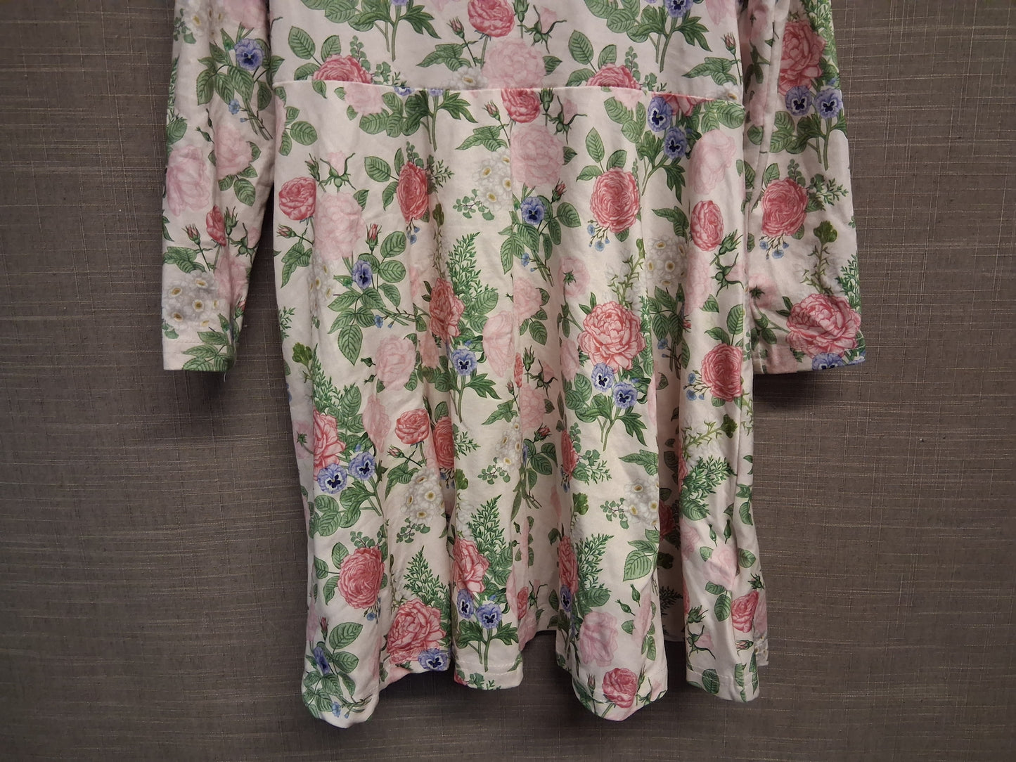 Dolly Wears Cream Floral Long Sleeve A Line Jersey Dress Age 4-5 Years