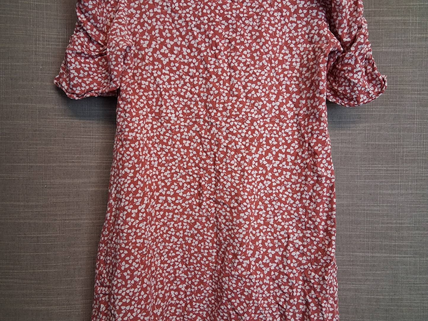 Next Girls Red Floral Tea Dress Age 10 Years Short Sleeve Button Front