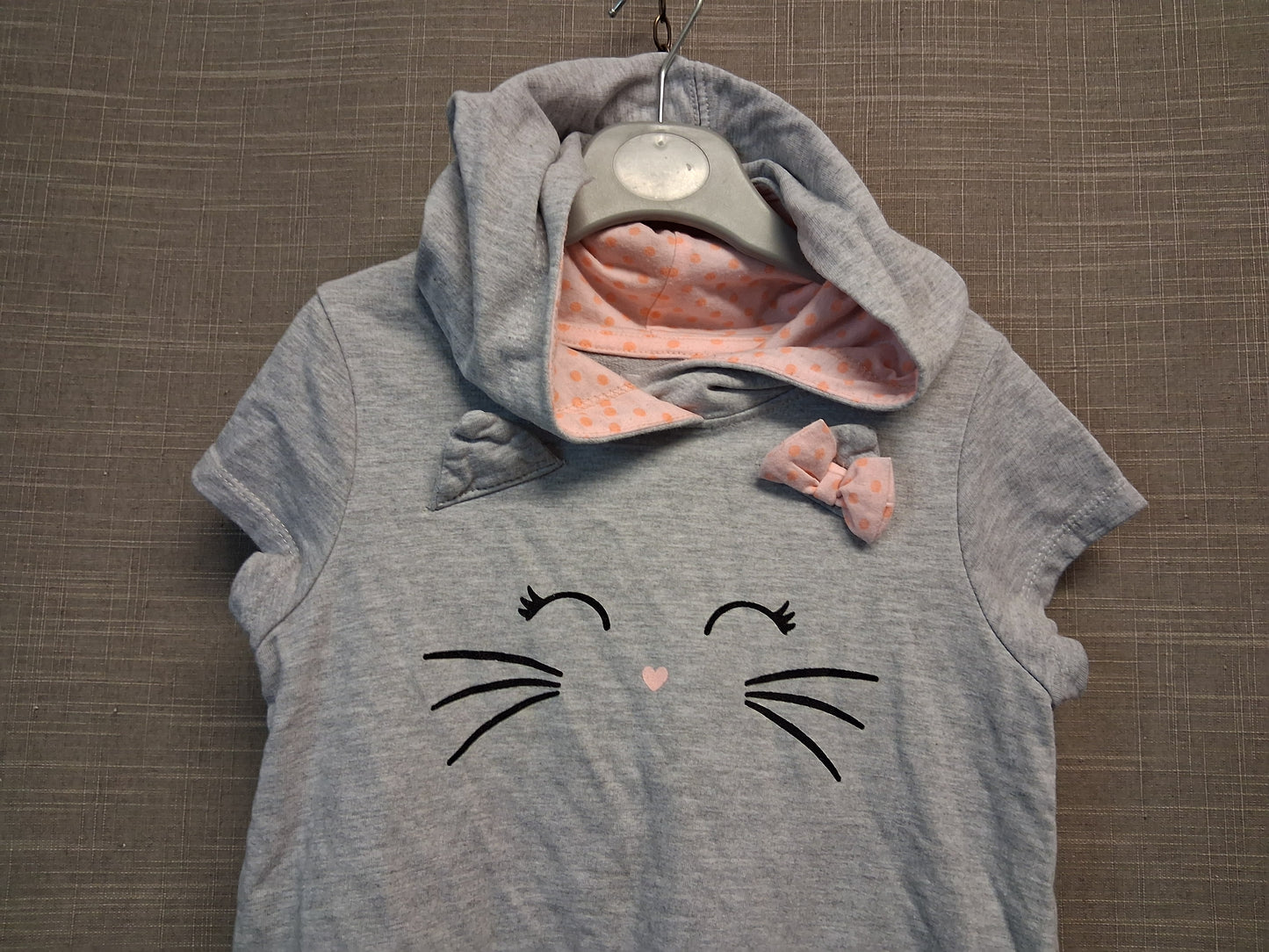 Shein Girls Cat Theme Hooded Jersey Dress Short Sleeve Age 6 Years