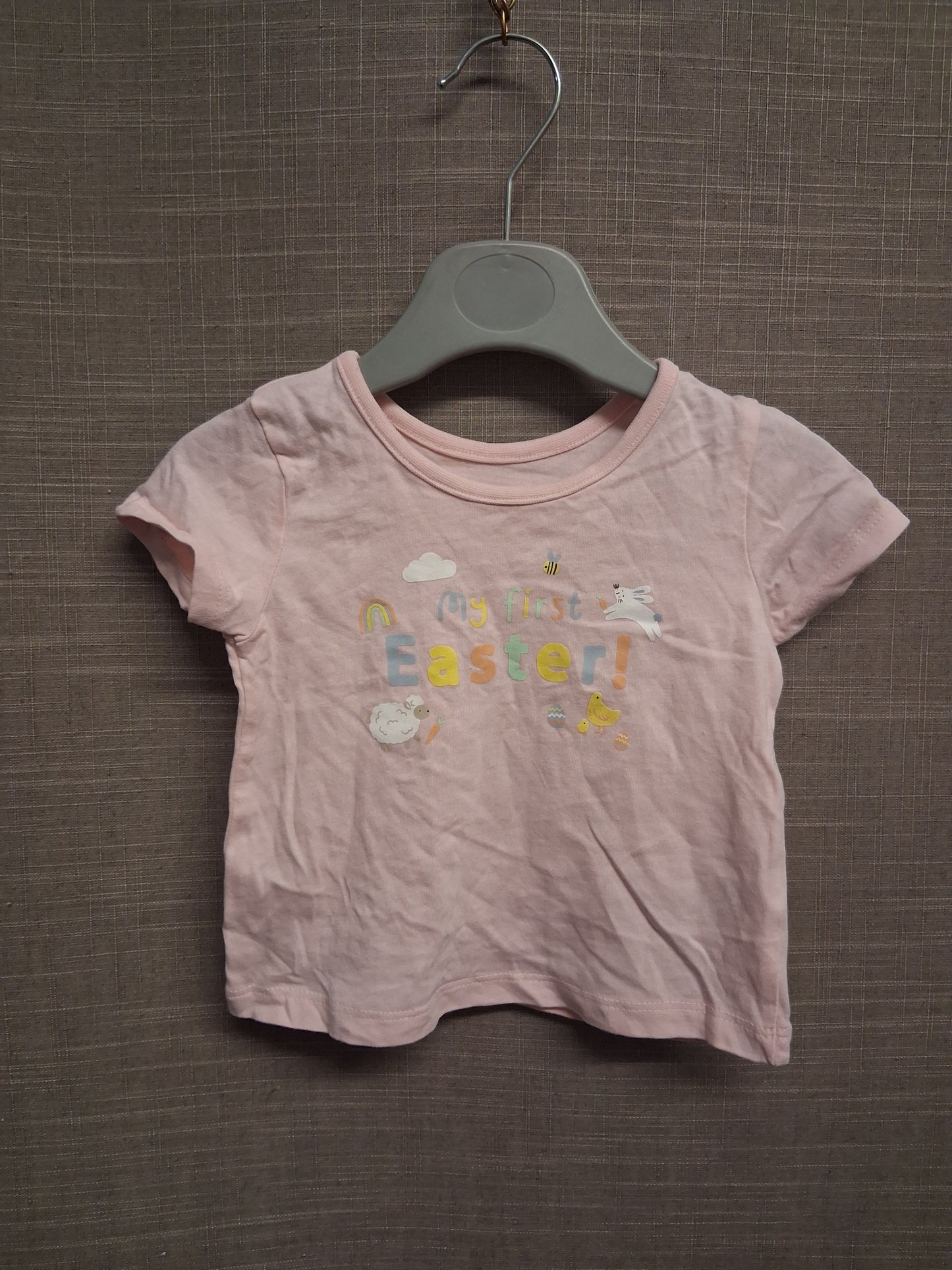 George Girls My First Easter Pink T-Shirt Short Sleeve Age 3-6 Months