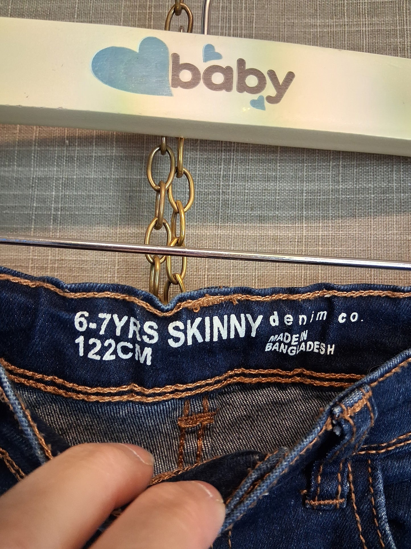Primark Boys Skinny Blue Jeans Age 6-7 Years Adjustable Waist