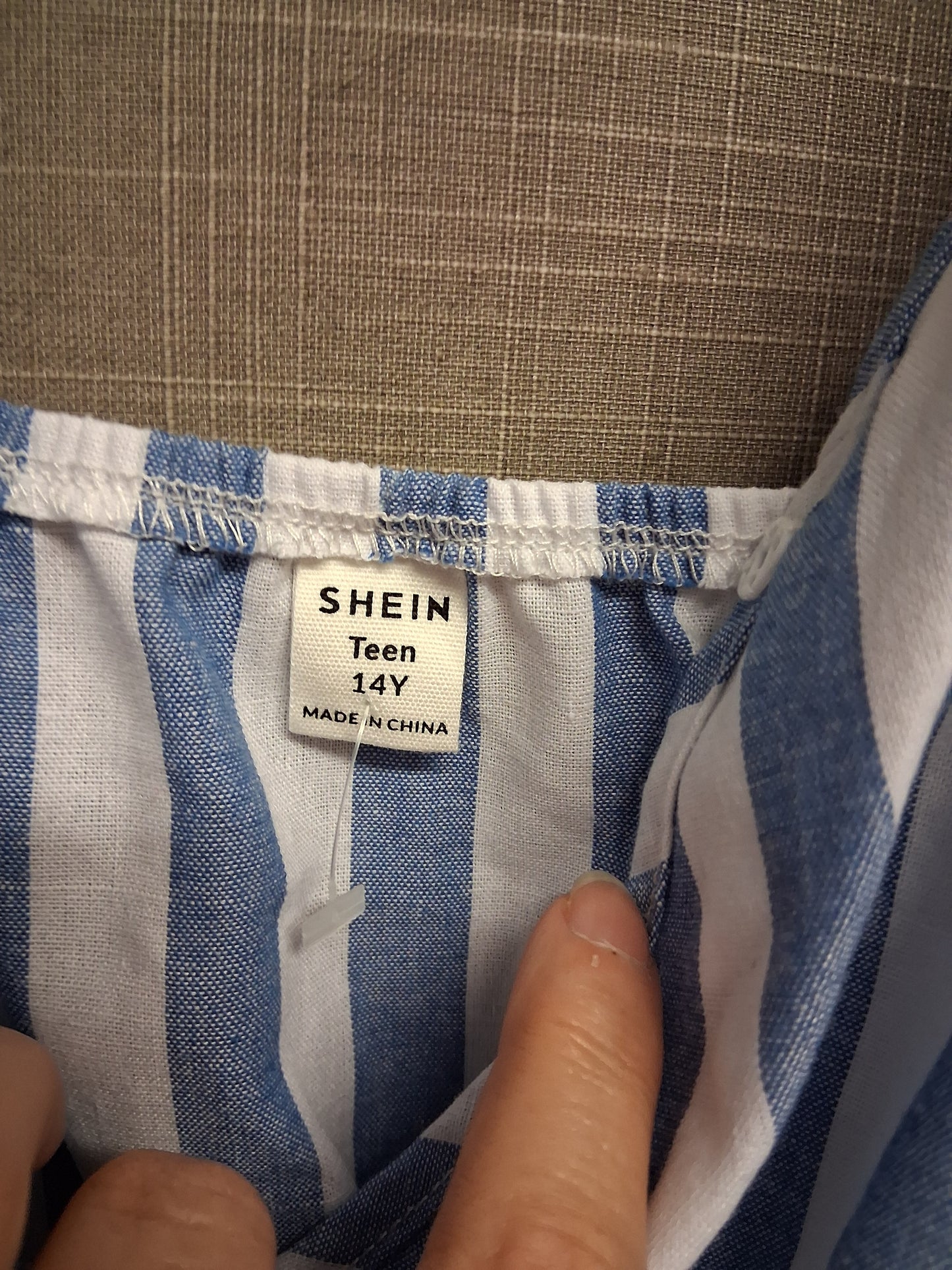 Shein Girls Blue White Striped Playsuit Age 14 Years