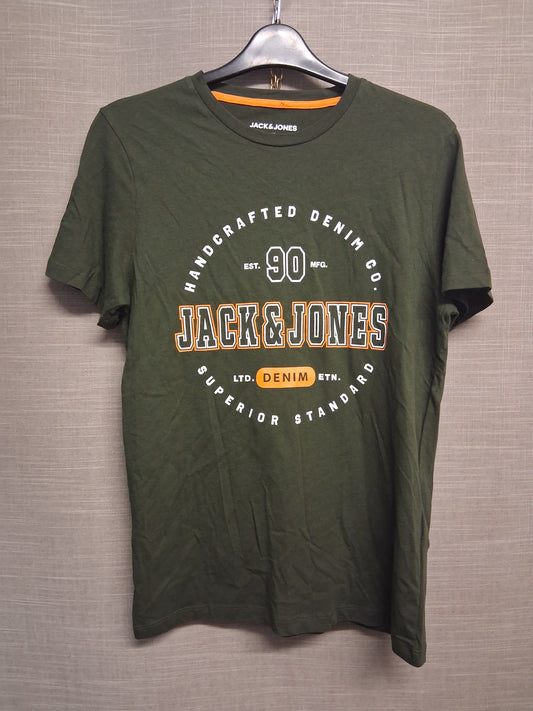 Jack&Jones Green Short Sleeve T-Shirt Graphic Print Size XS Teen