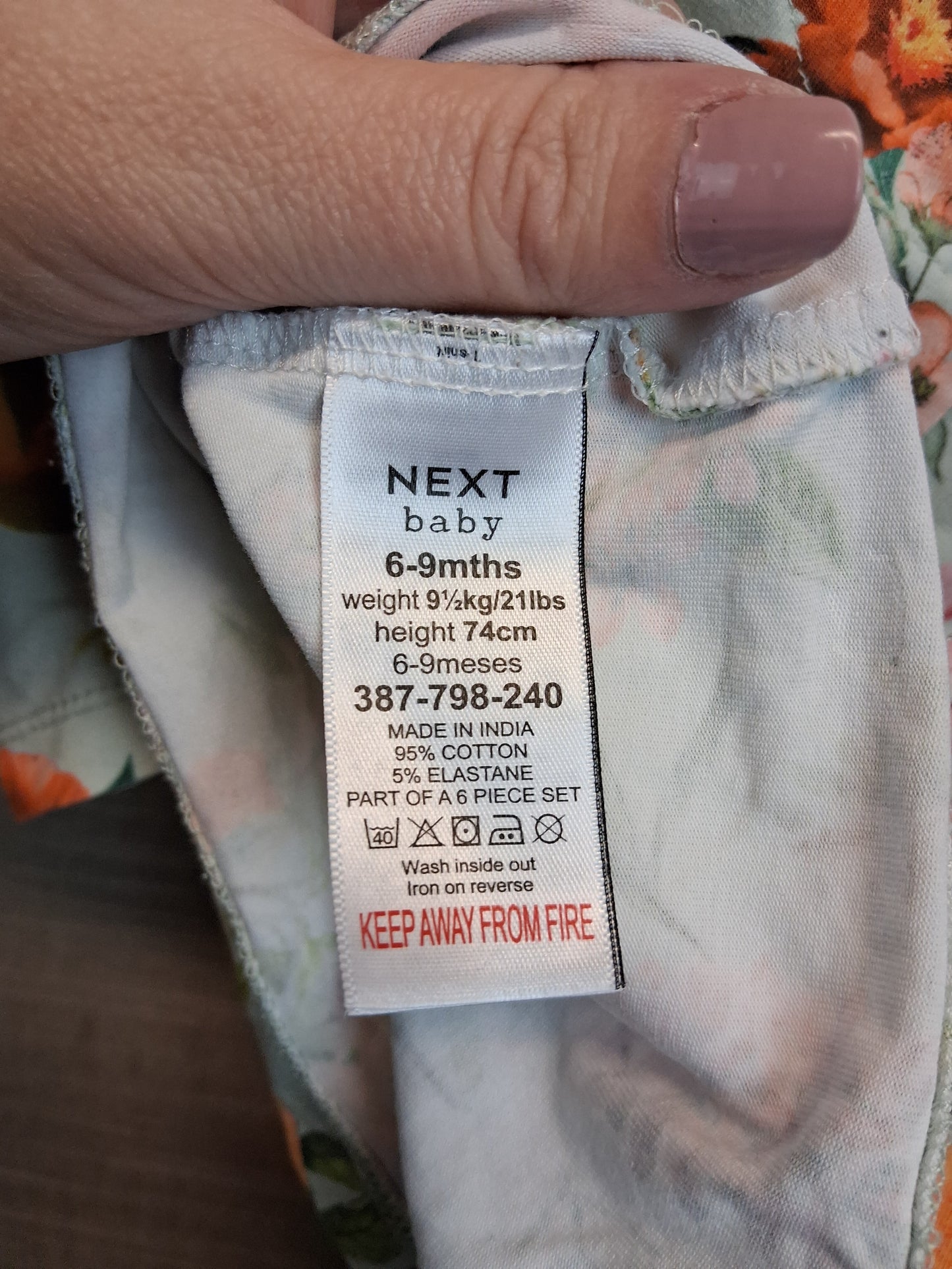 Next Girls Long Sleeve Floral Fruit Jersey T-Shirt Age 6-9 Months