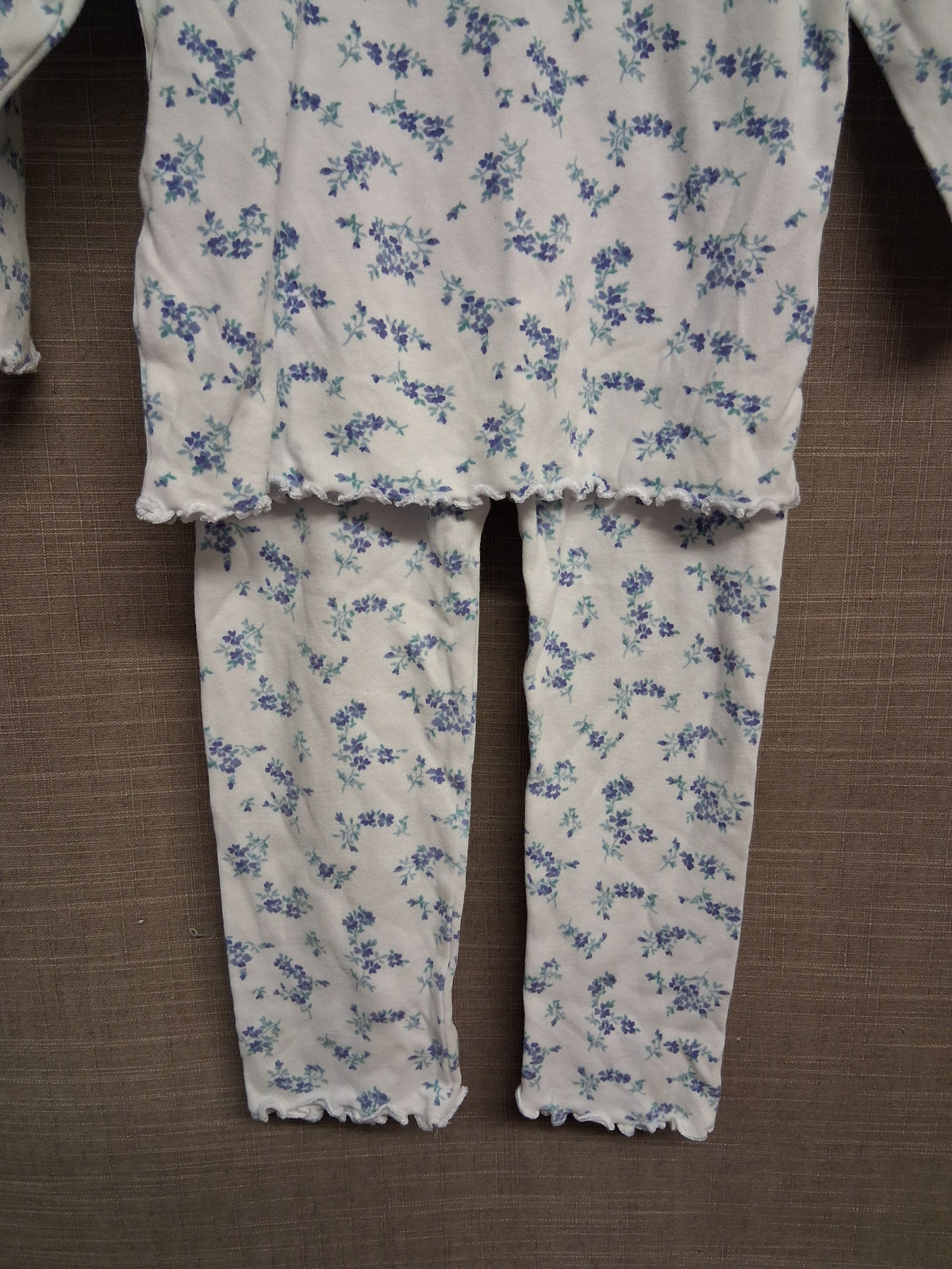 Next Girls White Blue Floral 2 Piece Pyjamas PJ Set Age 18-24 Months