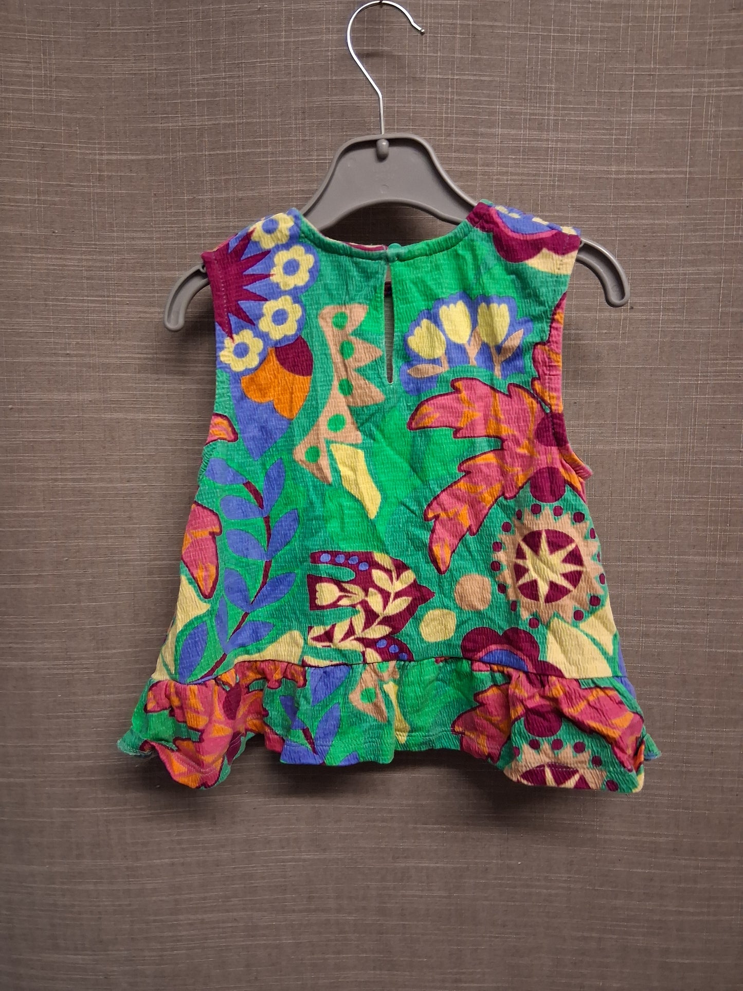 Next Girls Sleeveless Green Multicolour Peplum T-Shirt Age 2-3 Years