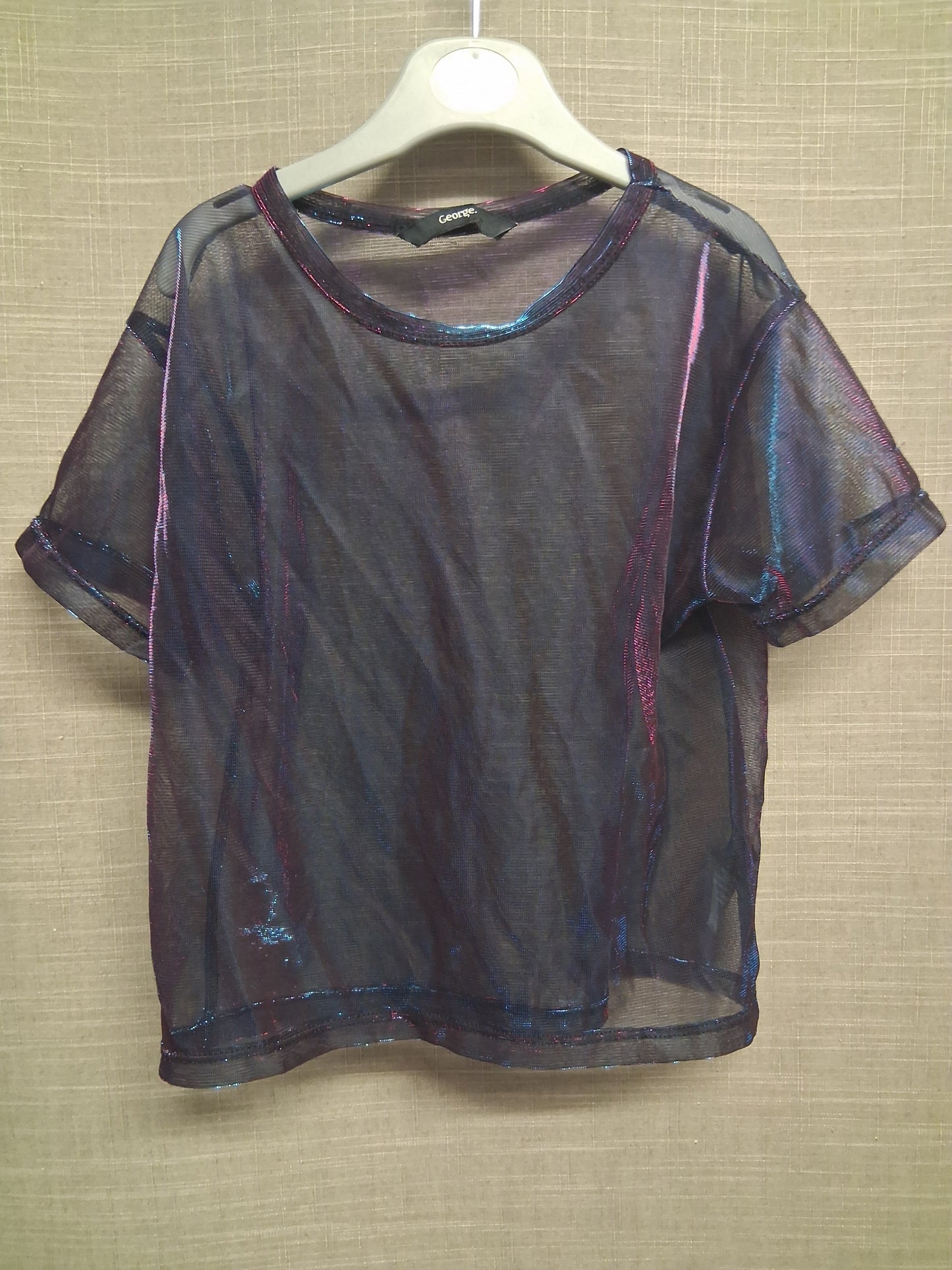 George Girls Multicolour Iridescent Short Sleeve Crop T-Shirt Age 8-9 Years