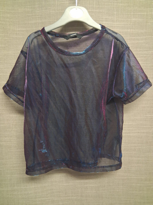 George Girls Multicolour Iridescent Short Sleeve Crop T-Shirt Age 8-9 Years