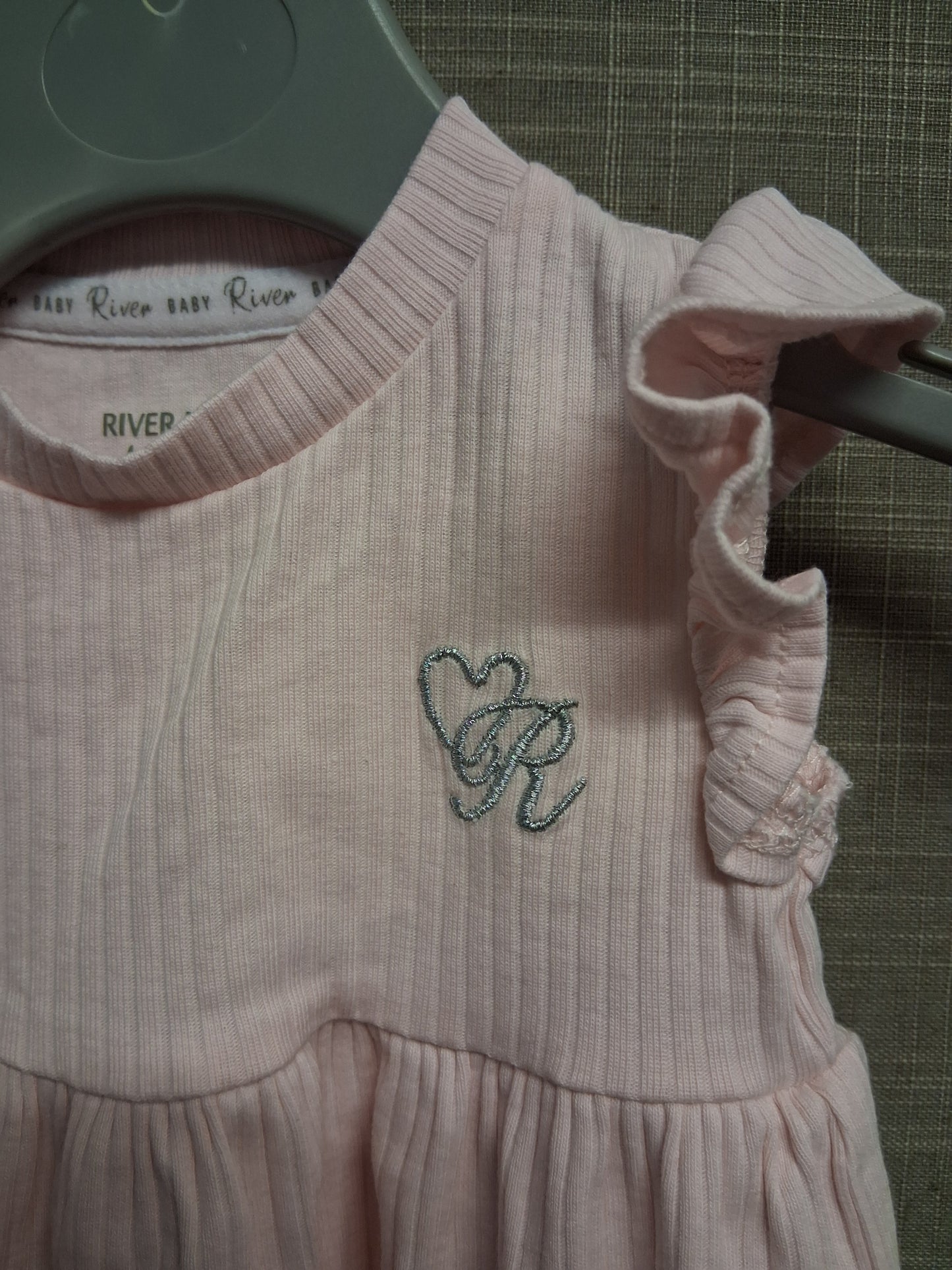 River Island Girls Pink Jersey Dress Cap Ruffle Sleeve Age 0-3 Months