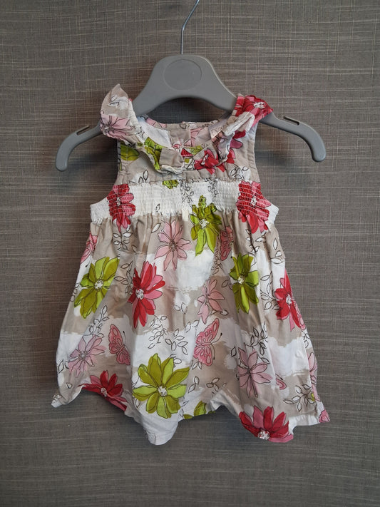Next Girls Floral Multicolour Party Dress Sleeveless Button Back Age 0-3 Months