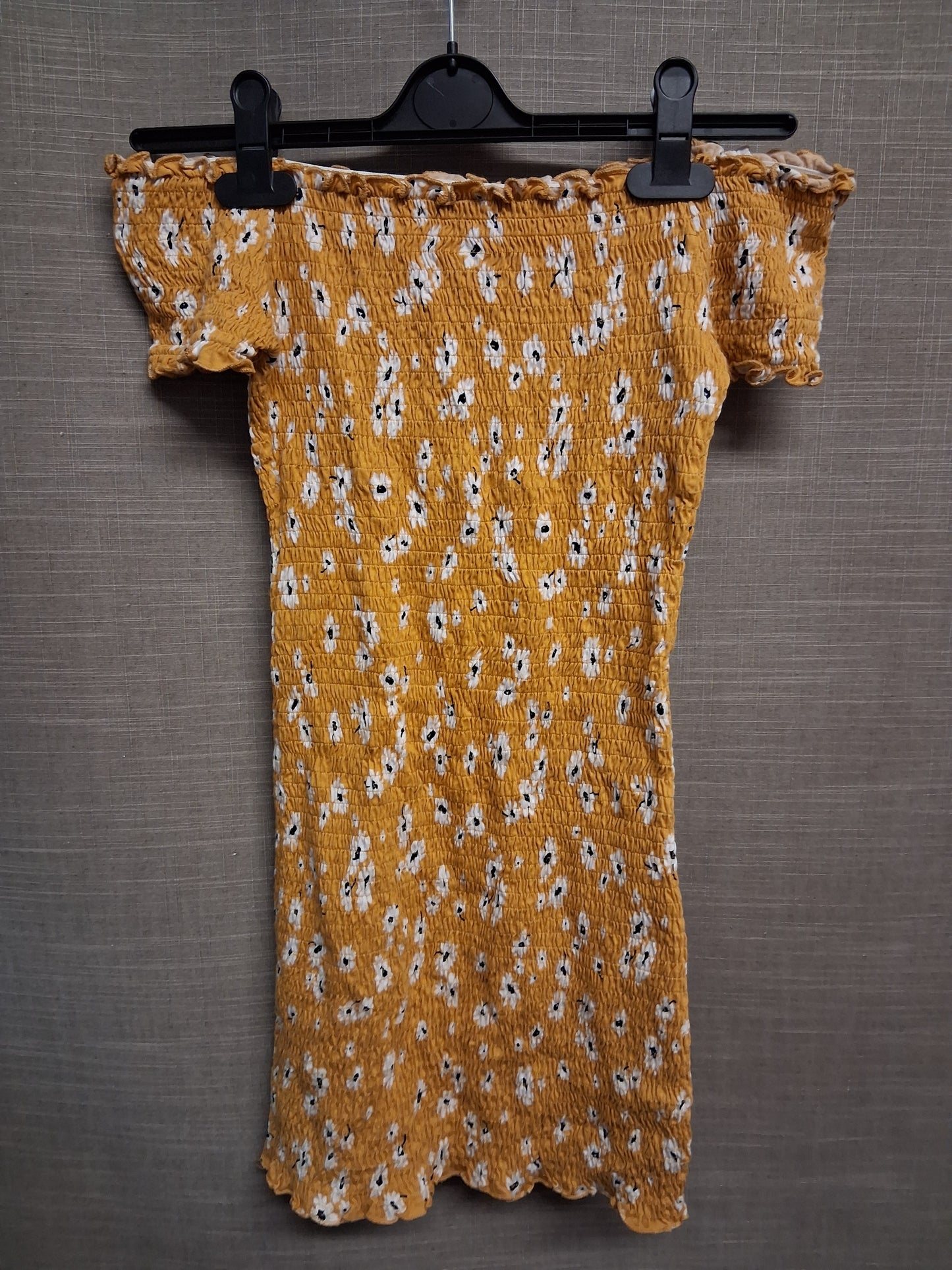 New Look Yellow Floral Off The Shoulder Short Sleeve Mini Dress Age 12-13 Years