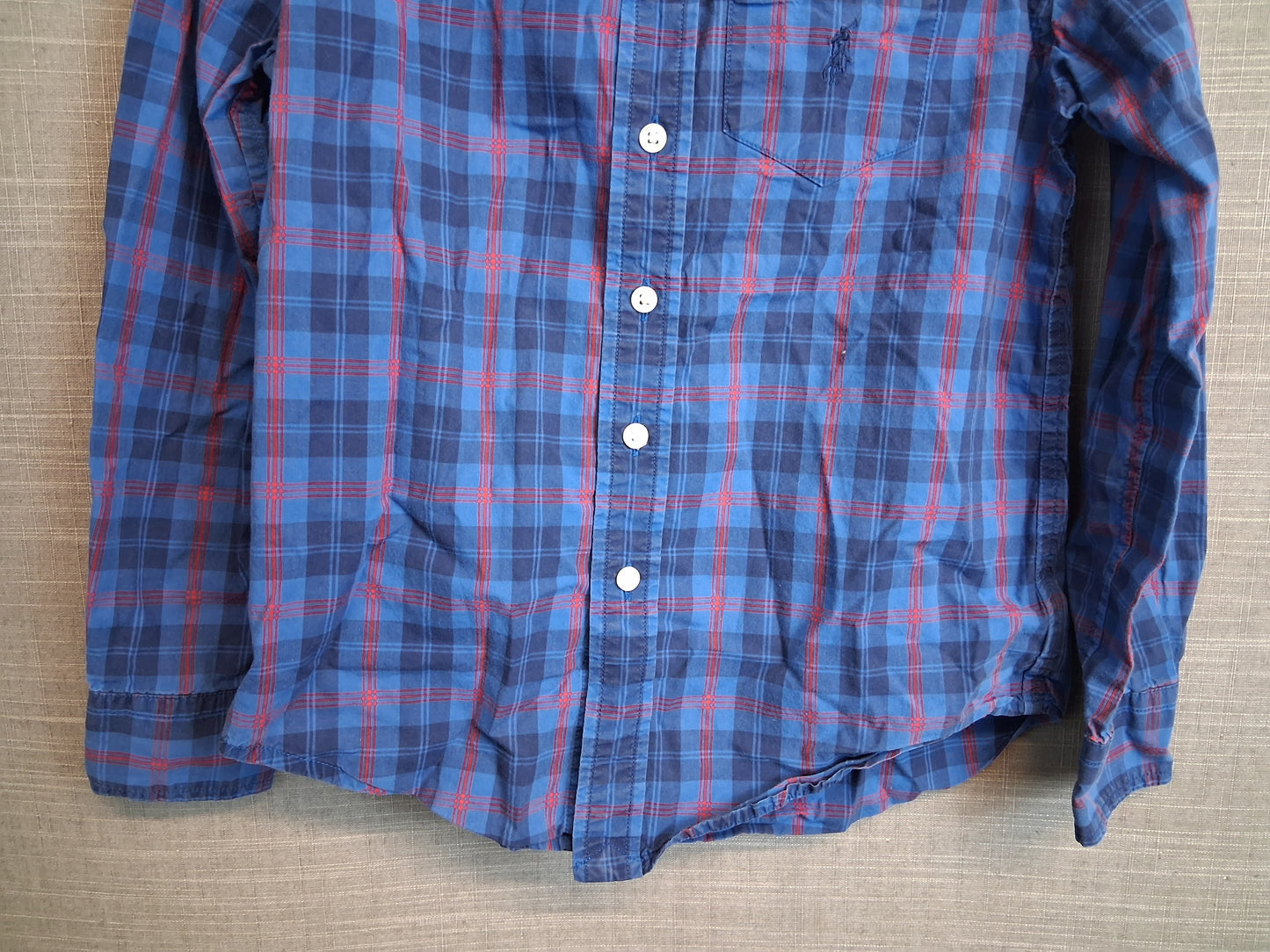 Ralph Lauren Boys Blue Check Shirt Long Sleeve Age 8 Years