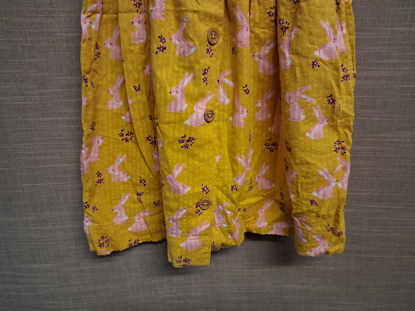 Next Girls Mustard Yellow Rabbits Cap Sleeve A Line Dress Age 2-3 Years