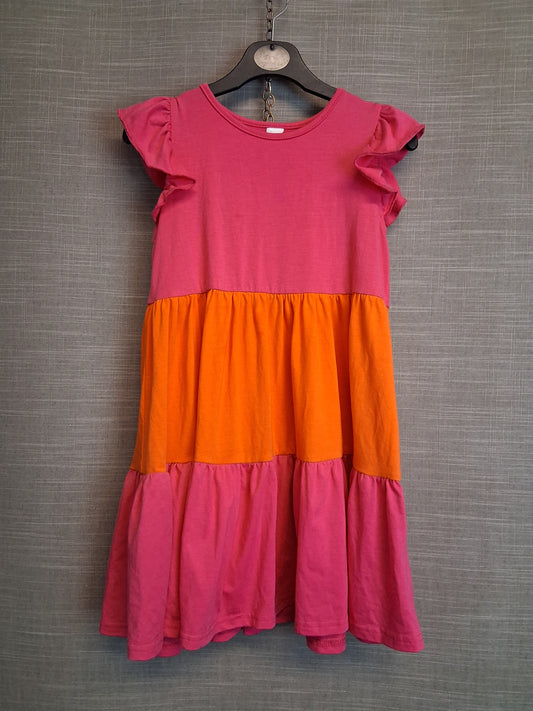 Shein Girls Tiered Jersey Dress Sleeveless Pink Orange Age 7 Years