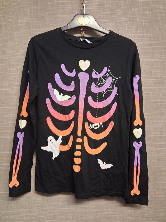 Pep&Co Girls Halloween Skeleton Long Sleeve T-Shirt Age 10-11 Years