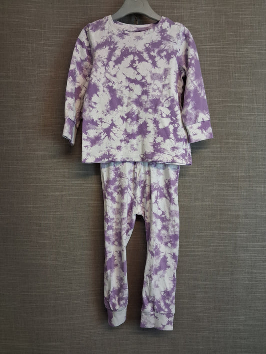 Next Girls Pyjamas PJs 2 Piece Set Purple Tie Dye Age 3-4 Years