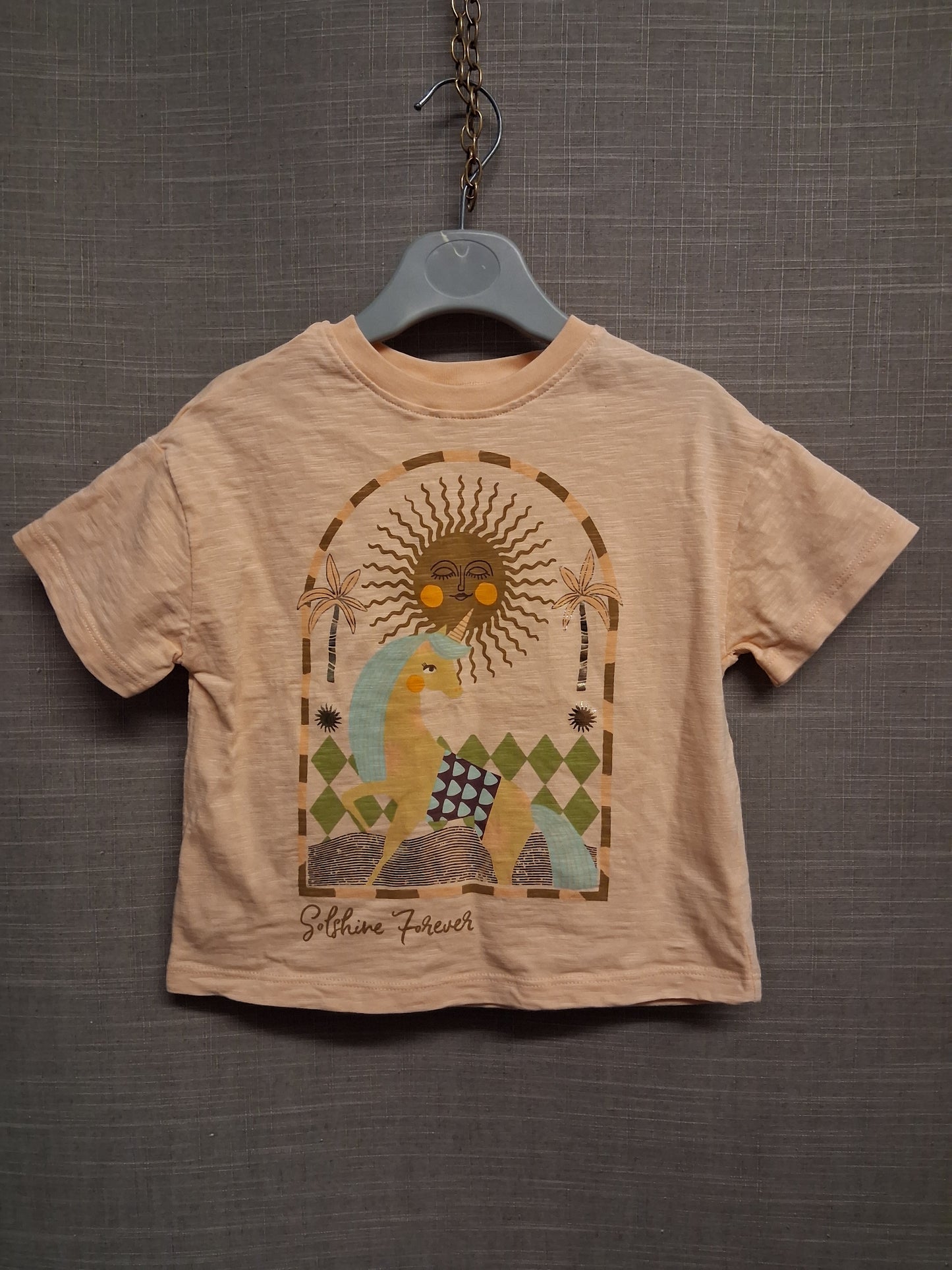 Next Girls Peach Short Sleeve T-Shirt Bold Graphic Print Age 12-18 Months