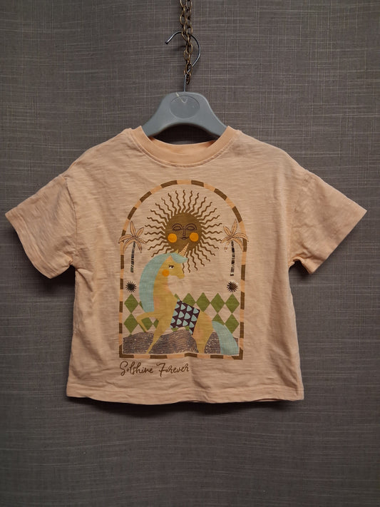 Next Girls Peach Short Sleeve T-Shirt Bold Graphic Print Age 12-18 Months