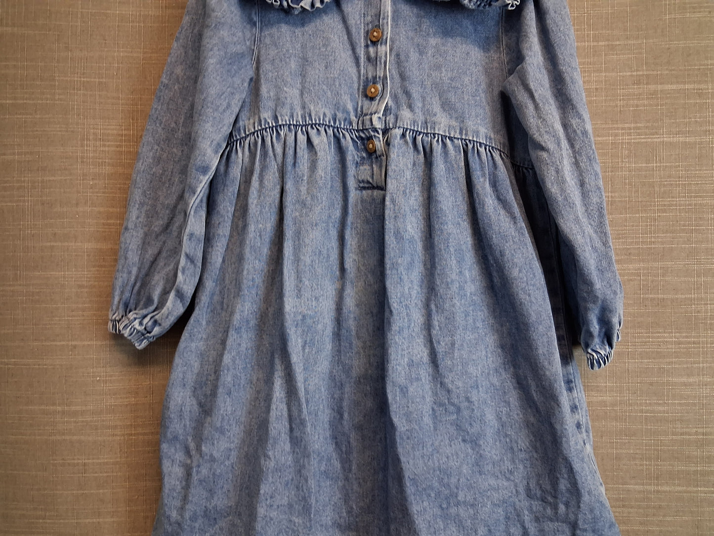 Next Girls Denim Dress Peter Pan Collar Blue Long Sleeve Age 3-4 Years