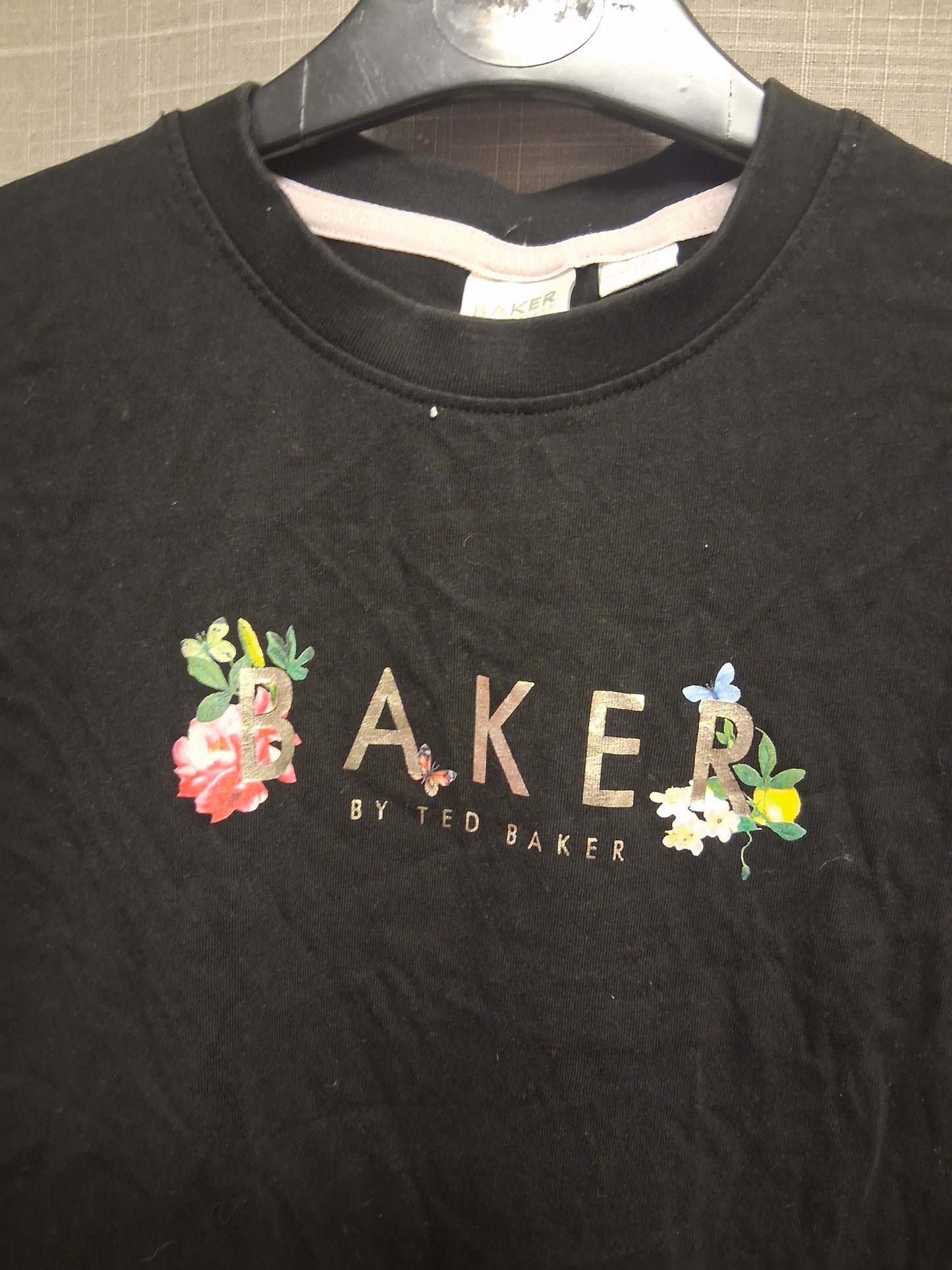 Ted Baker Girls Black Graphic Print Back Short Sleeve T-Shirt Age 7 Years