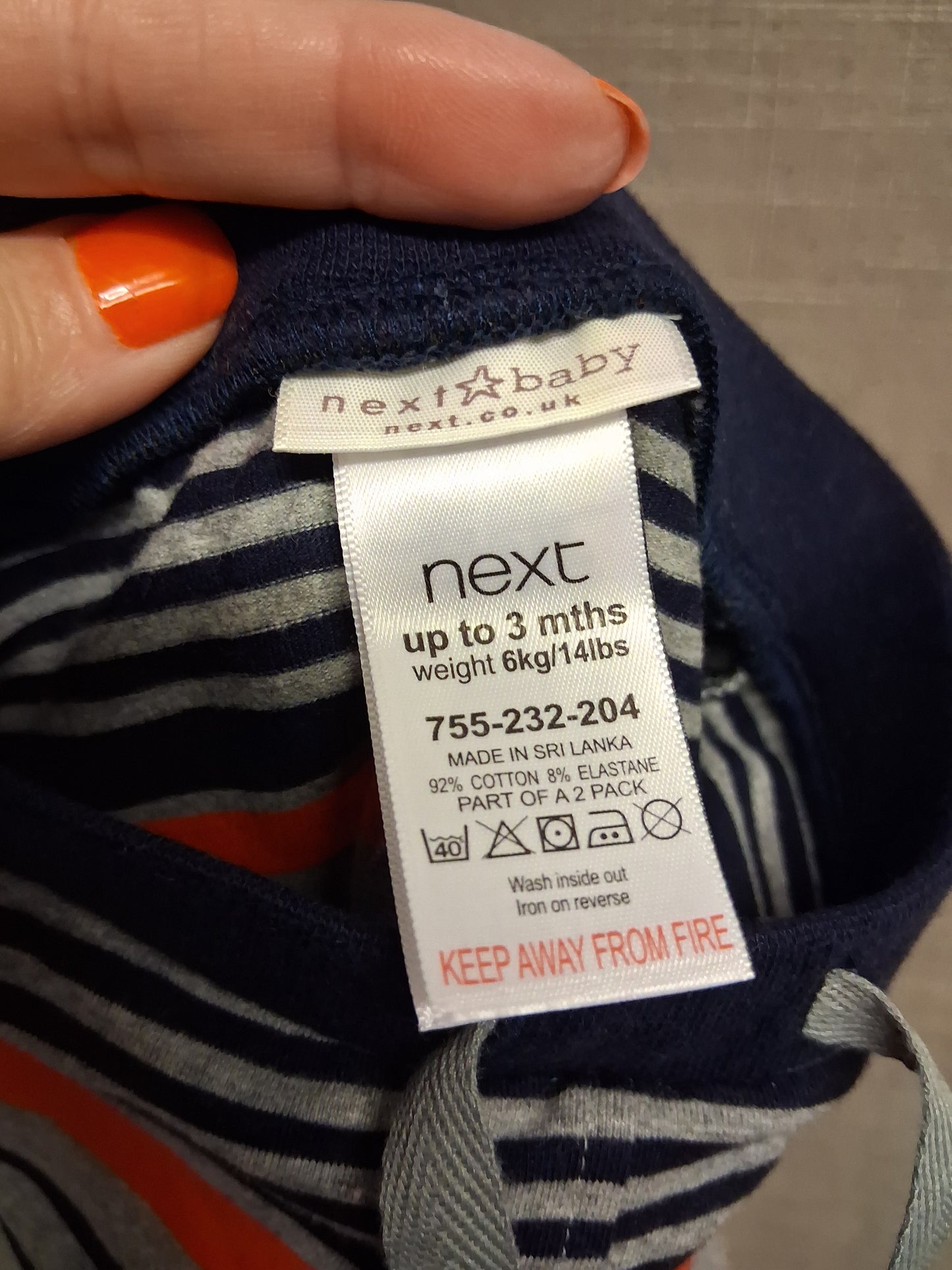 Next Boys Grey Red Navy Striped Jersey Joggers Age 0-3 Months