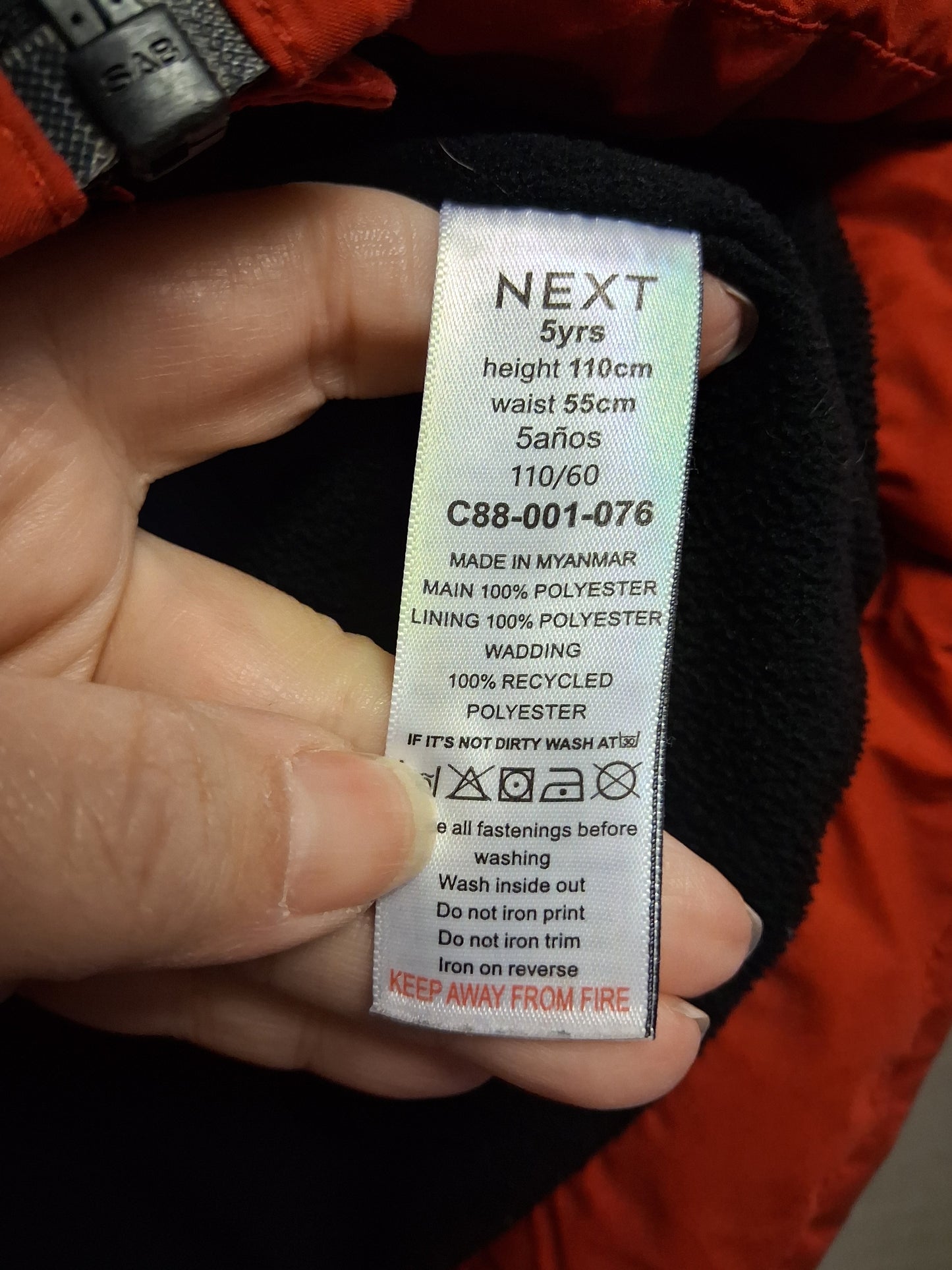 Next Boys Black Red Puffer Coat Age 5 Years