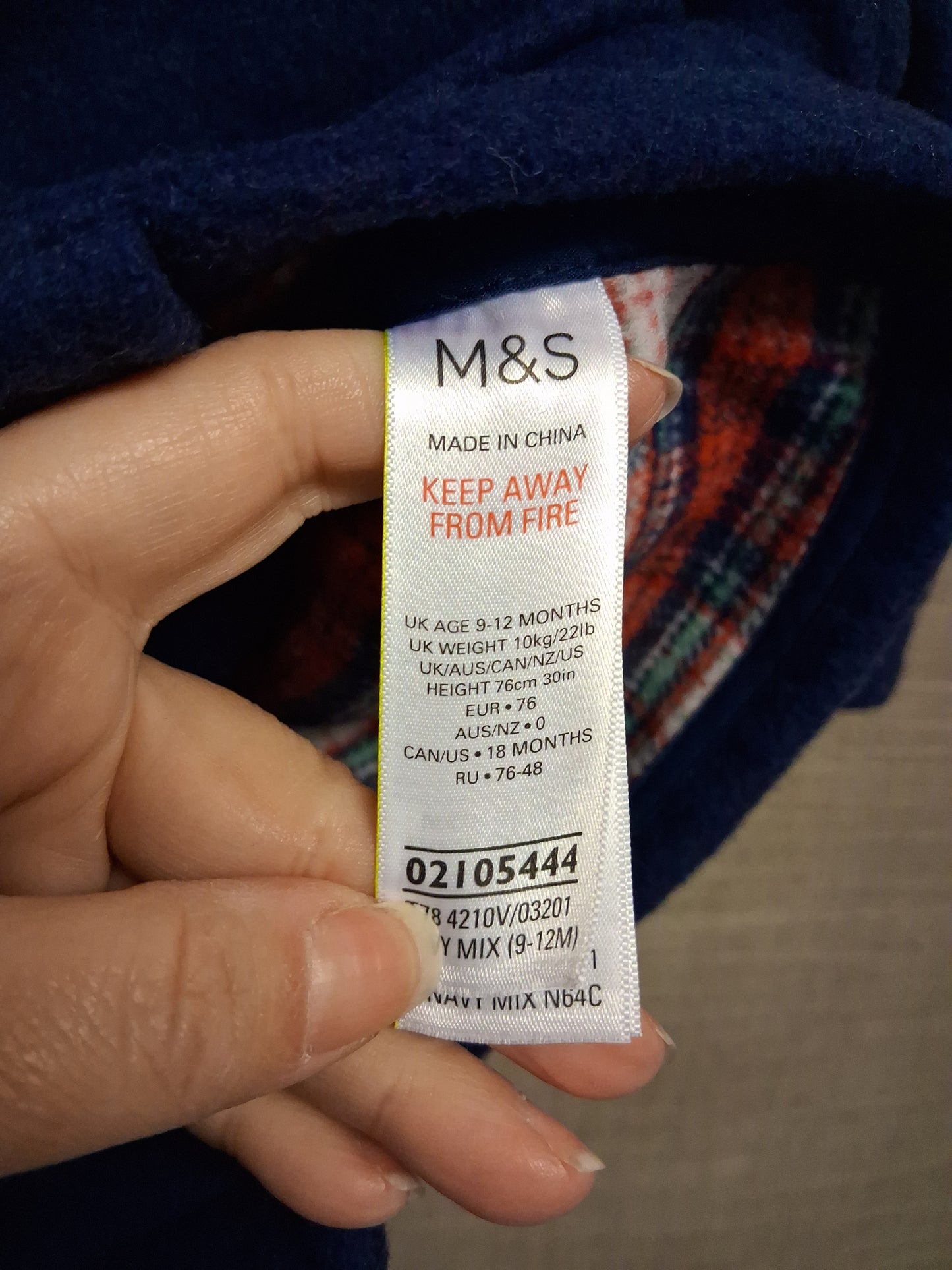 Marks and Spencer Boys Navy Blue Duffle Style Coat Age 9-12 Months New with Tags