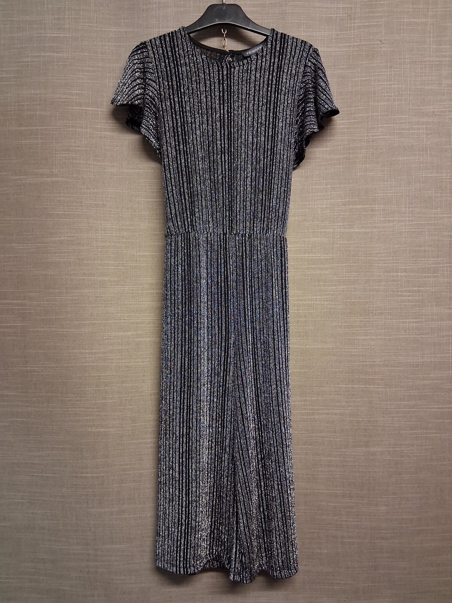 Primark Girls Black Silver Jumpsuit Age 10-11 Years with Belt