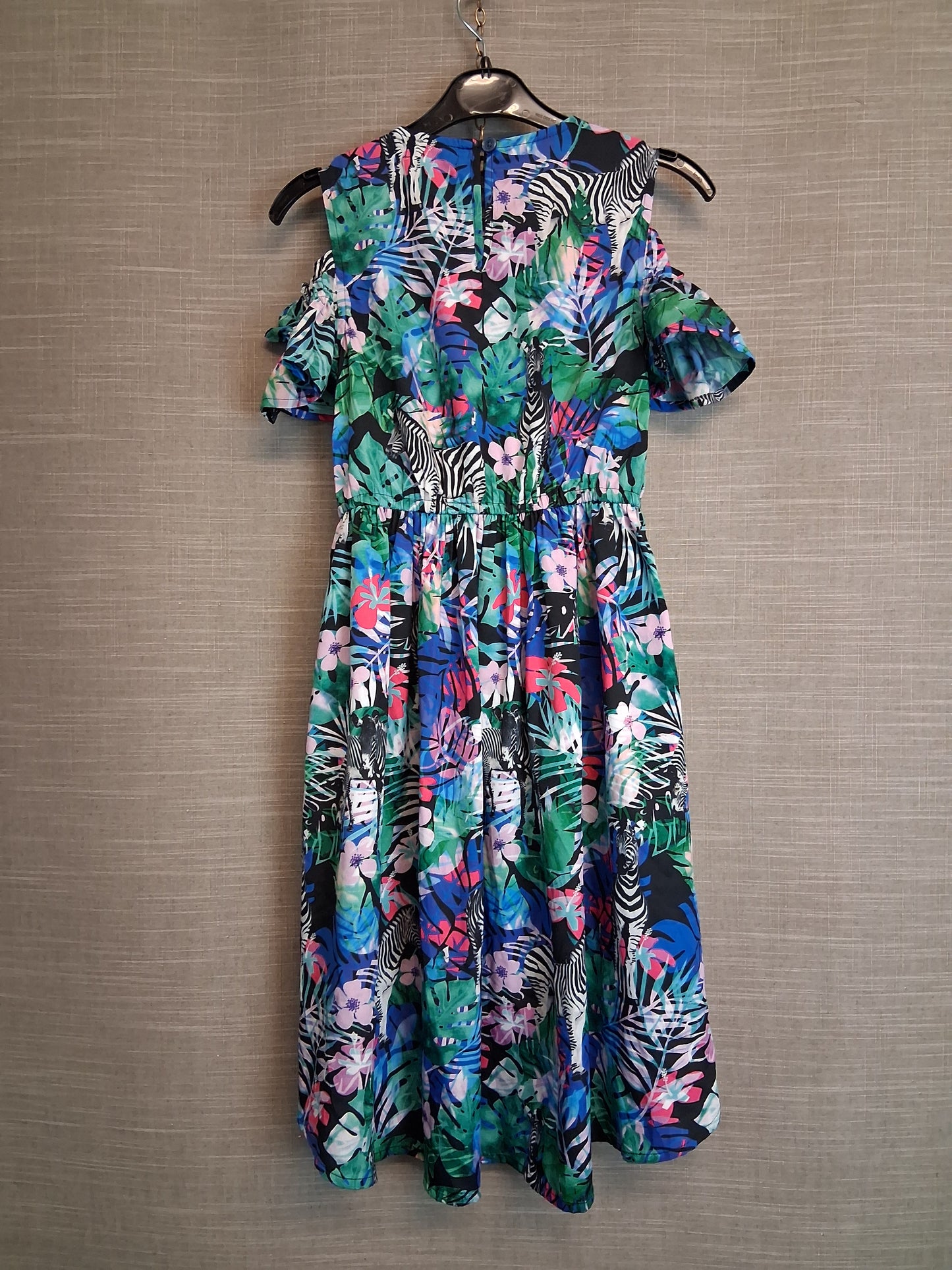 Blue Zoo Girls Tropical Print Cold Shoulder Hi Lo Dress Age 8 Years New