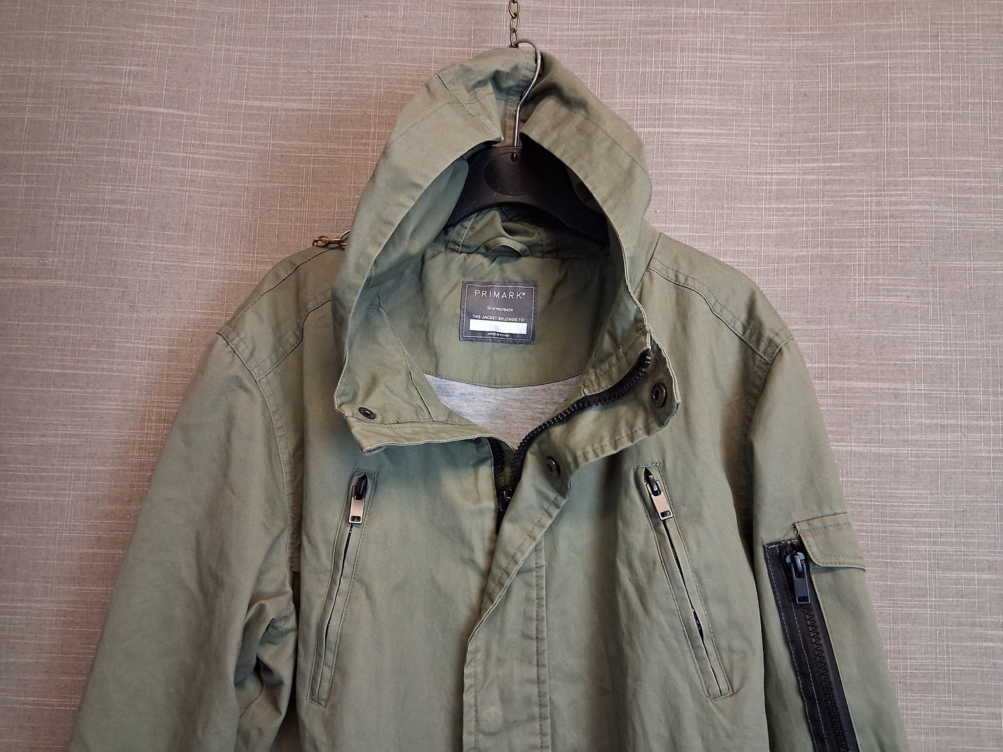 Primark Girls Khaki Parka Style Coat Jacket Age 13-14 Years