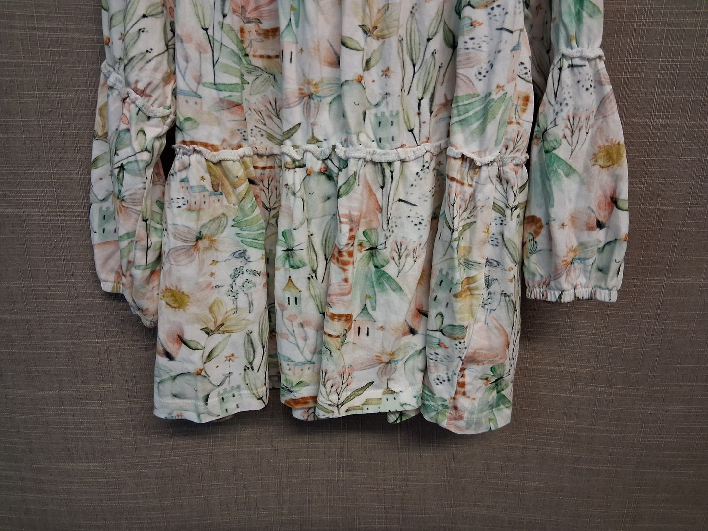 Next Girls Long Sleeve Jersey Tiered Dress Age 2-3 Years Multicolour