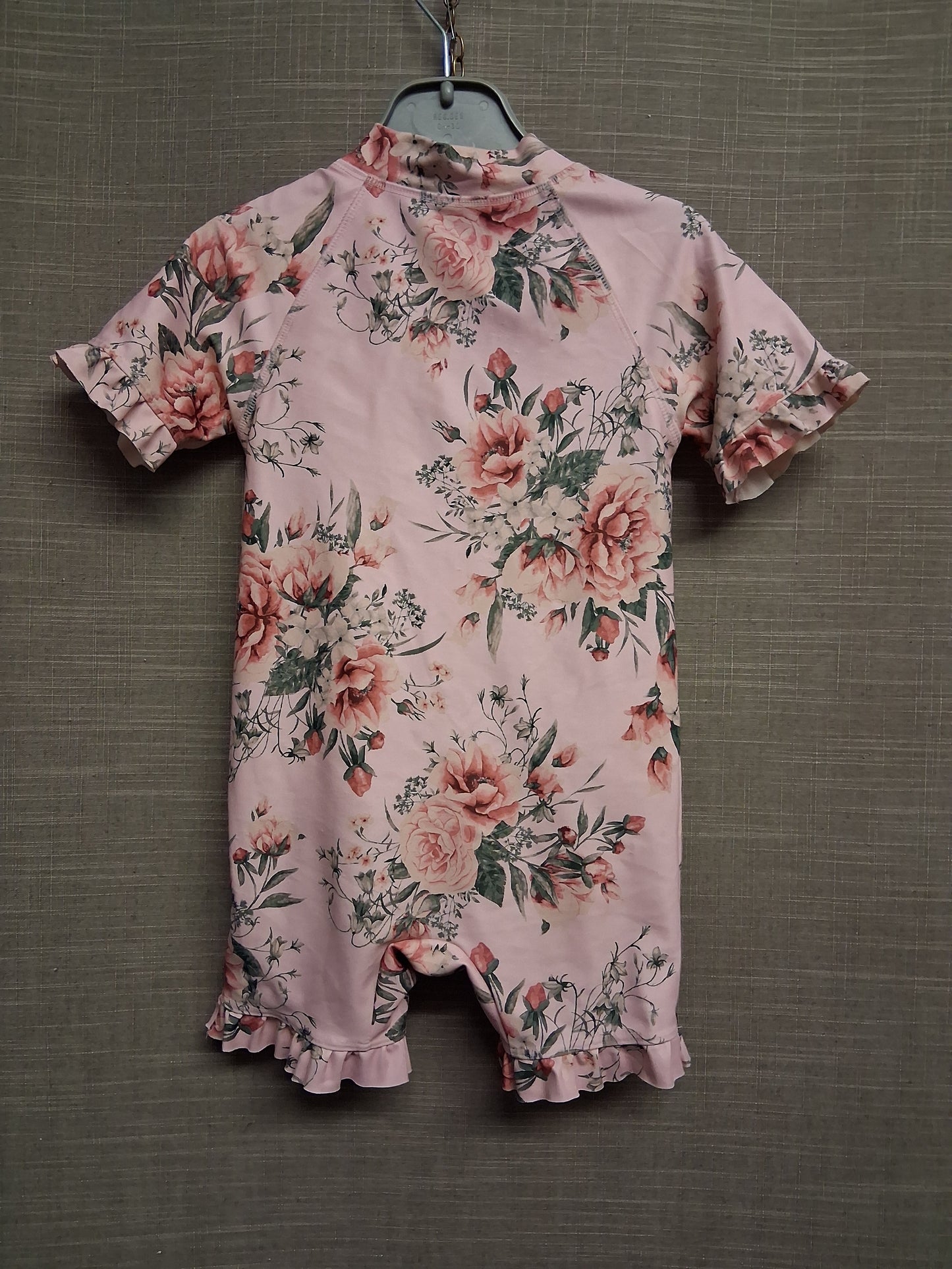 Next Girls Pink Floral UV Swimsuit All in One Age 12-18 Months