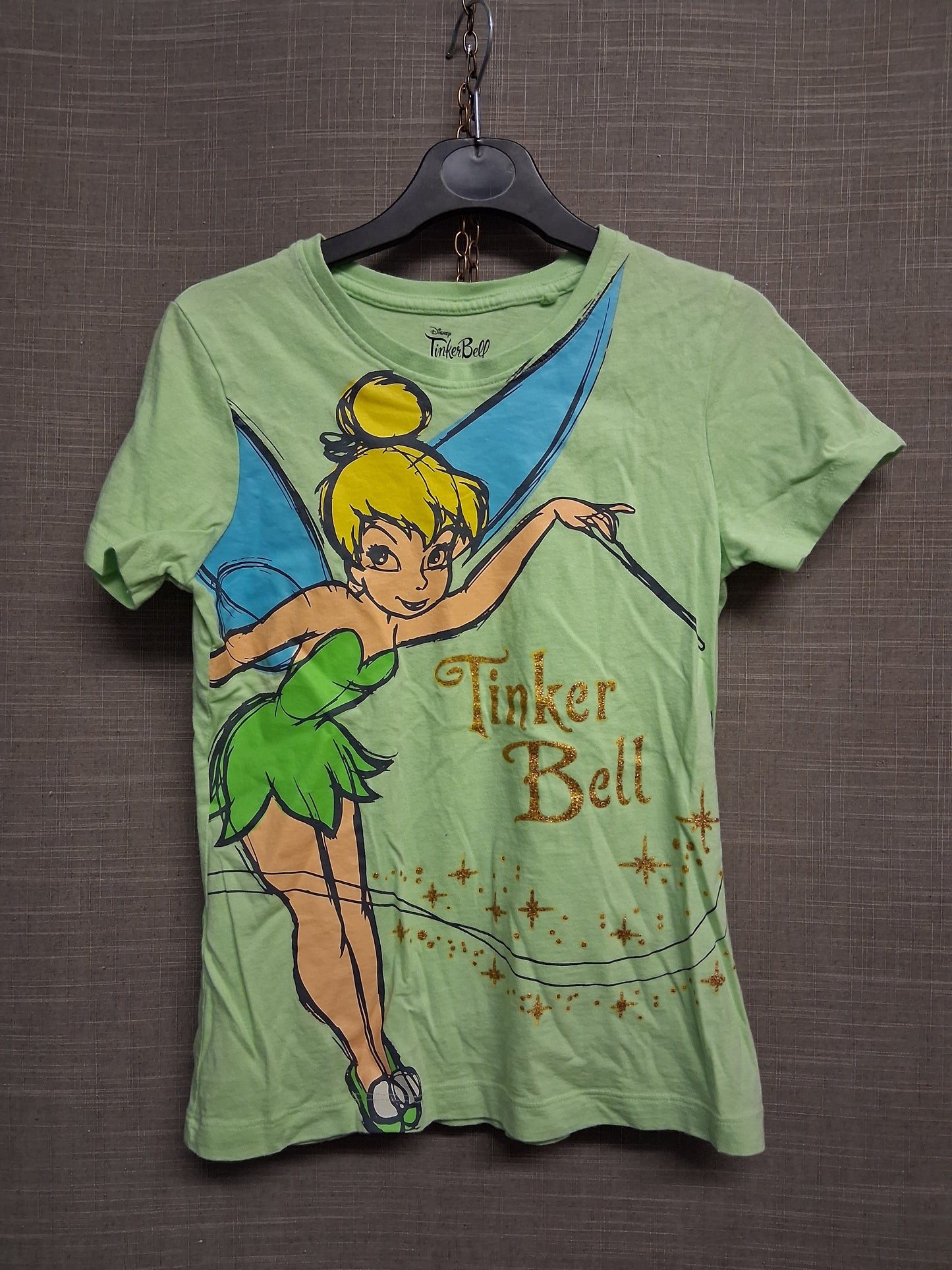 Primark Disney Girls Tinkerbell T-Shirt Green Short Sleeve Age 9-10 years