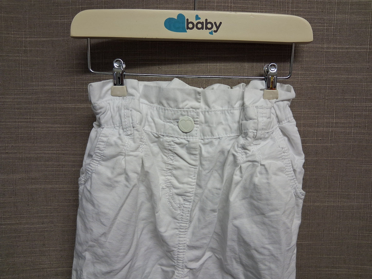 George Girls White Paperbag Trousers Elastic Waist Age 2-3 Years