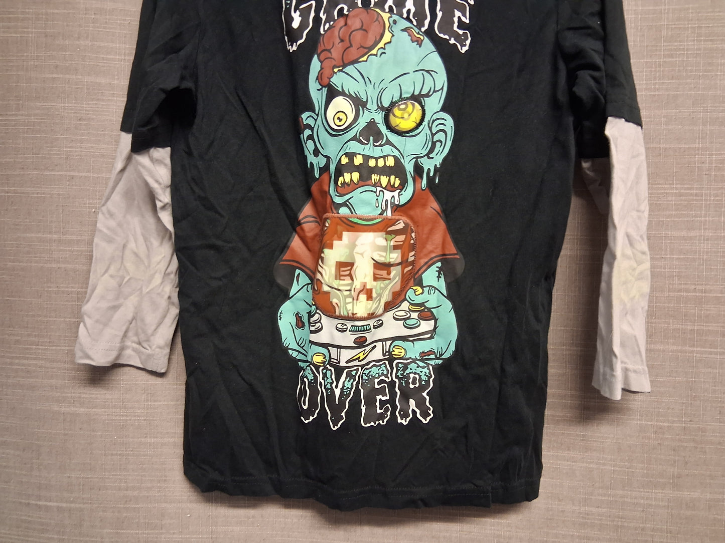 F&F Boys Zombie Halloween Long Sleeve T-Shirt Black Grey Age 7-8 Years